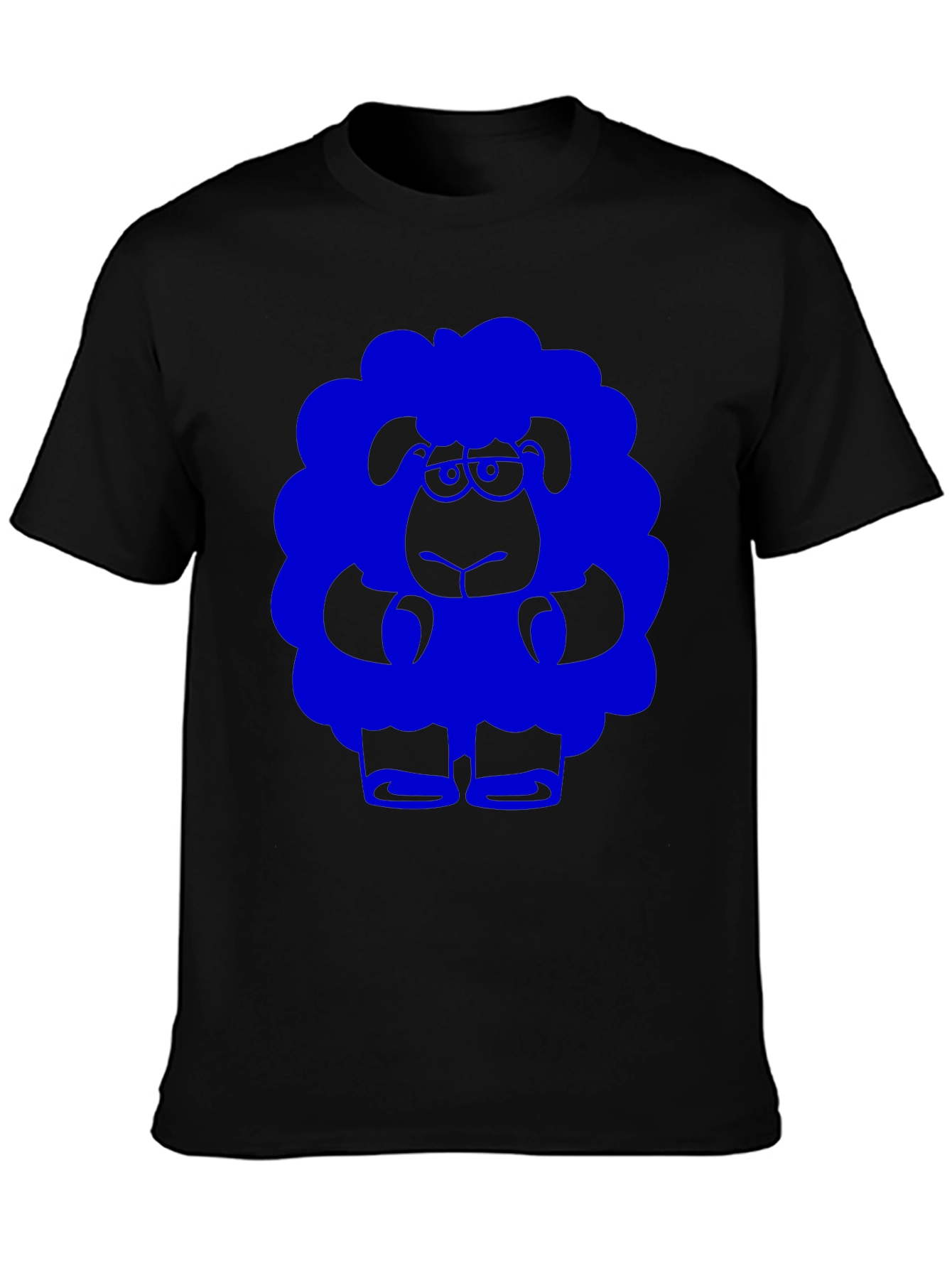 Blue Sheep Graphic Tee - Black Cotton T-Shirt