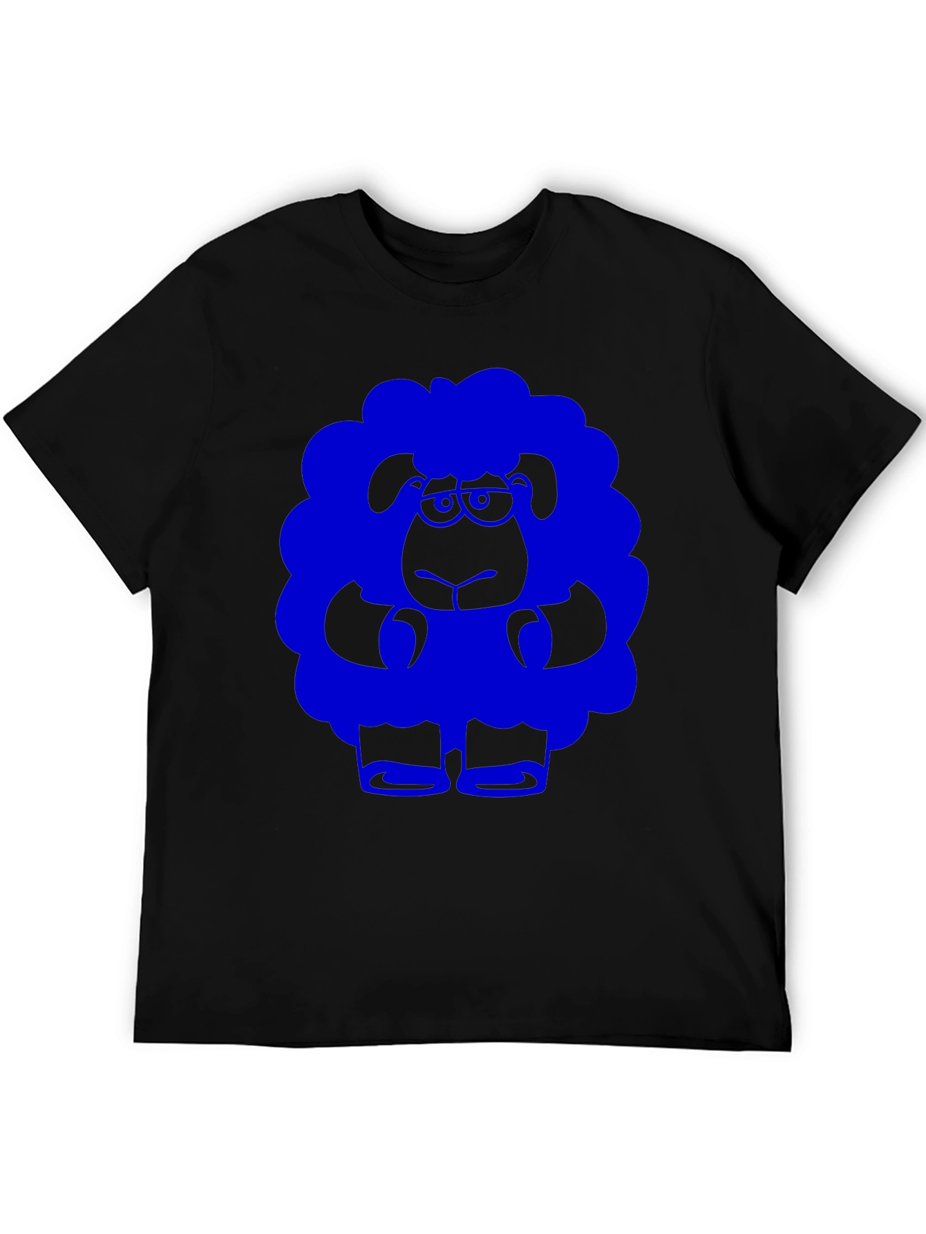 Blue Sheep Graphic Tee - Black Cotton T-Shirt