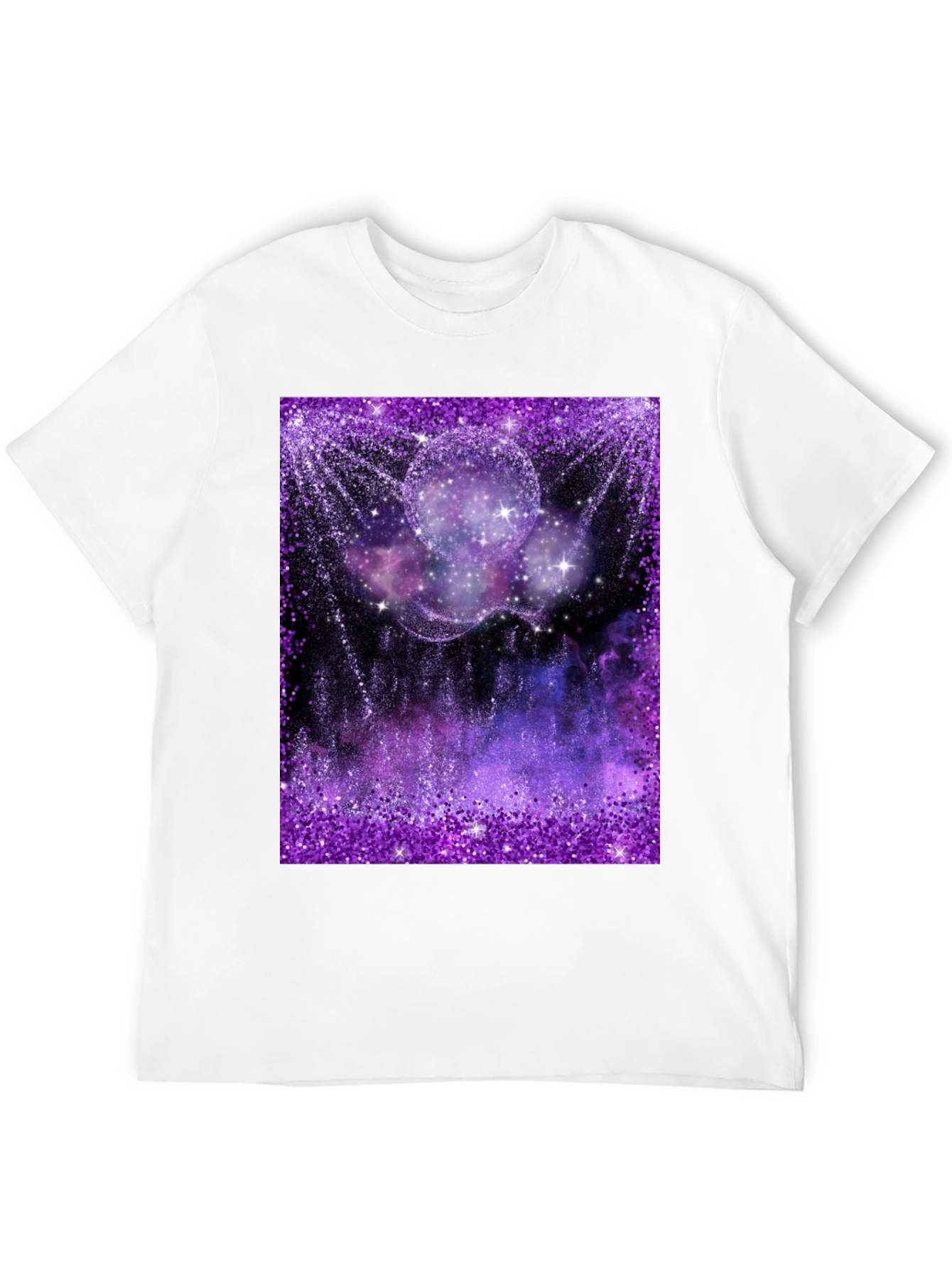 Galaxy Glitter Print Black T-Shirt