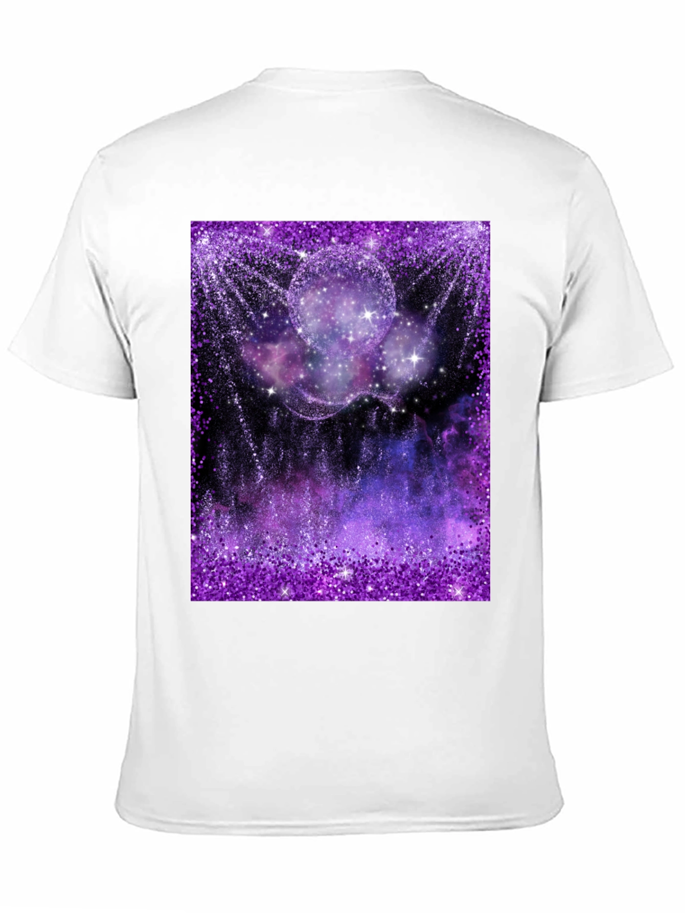 Galaxy Glitter Print Black T-Shirt