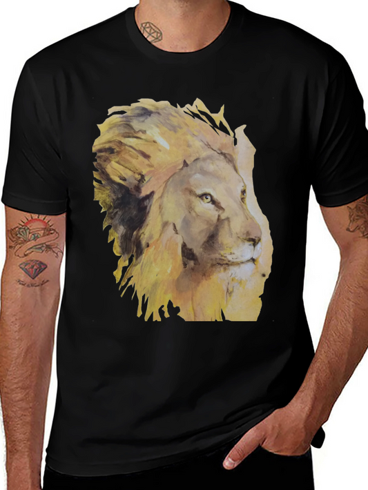 Lion Graphic Tee - Watercolor Style