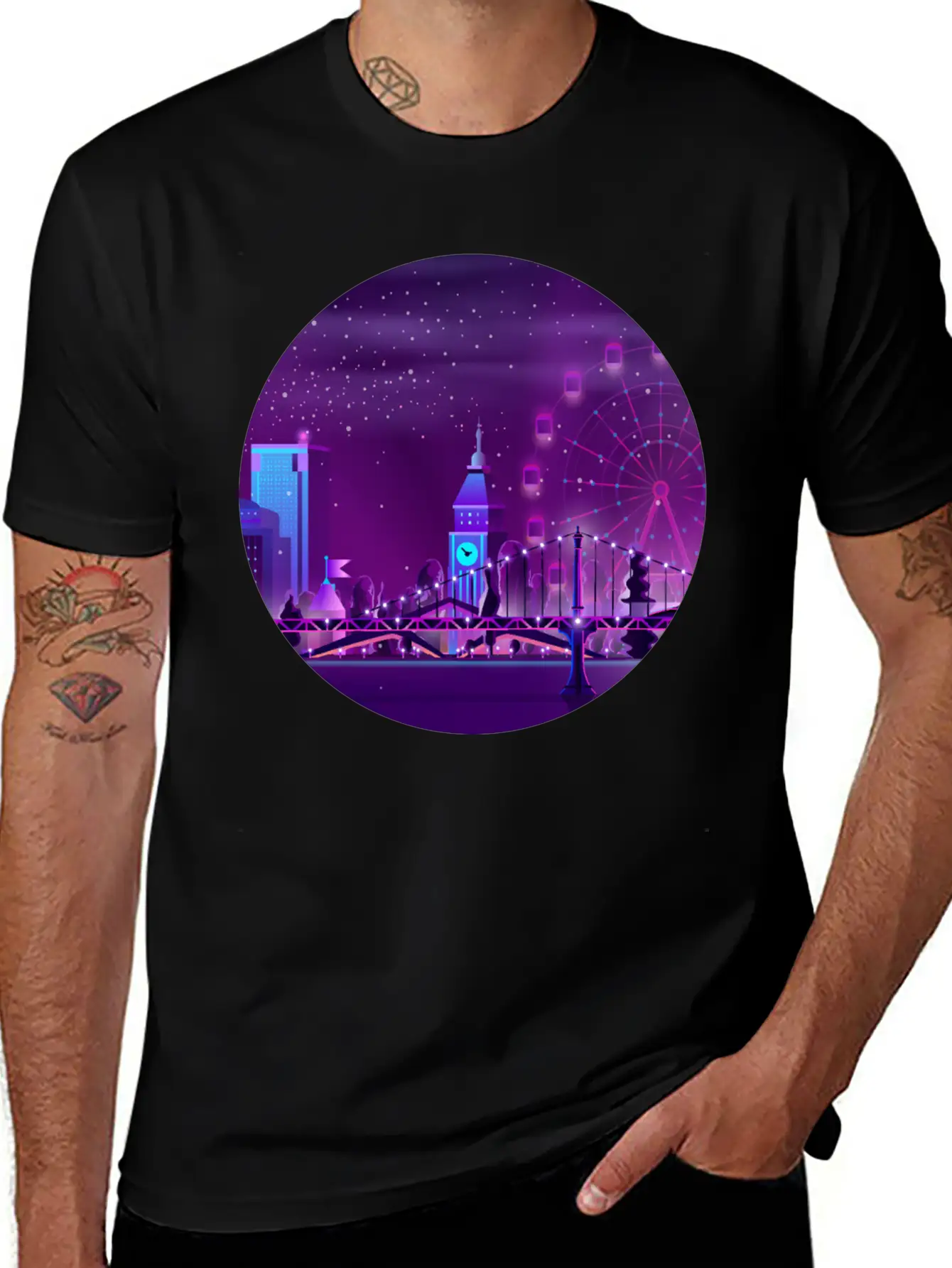 Synthwave Neon City: London Unisex Casual T-Shirt – Clean Design For Daily Comfort