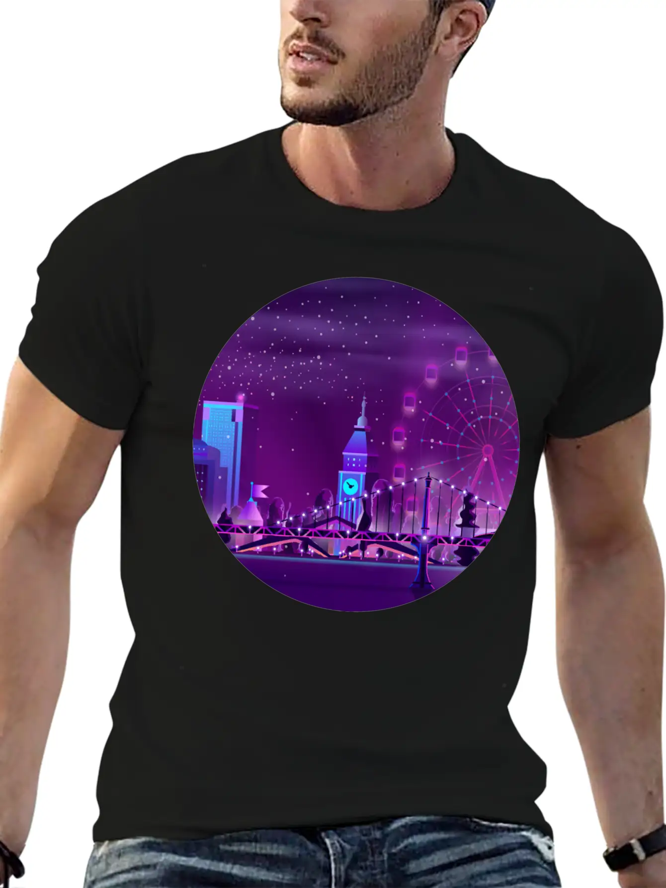 Synthwave Neon City: London Unisex Casual T-Shirt – Clean Design For Daily Comfort