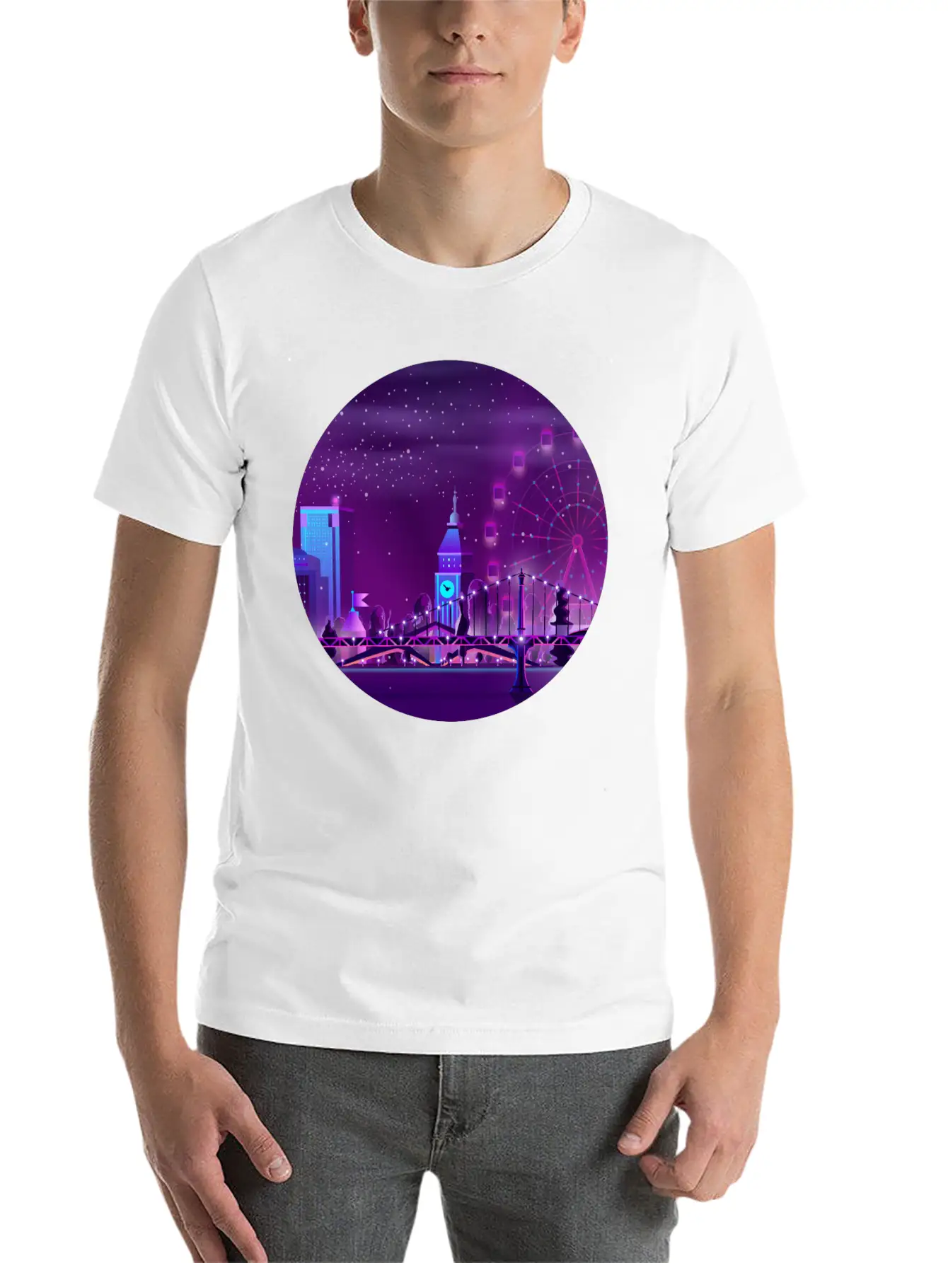Synthwave Neon City: London Unisex Casual T-Shirt – Clean Design For Daily Comfort