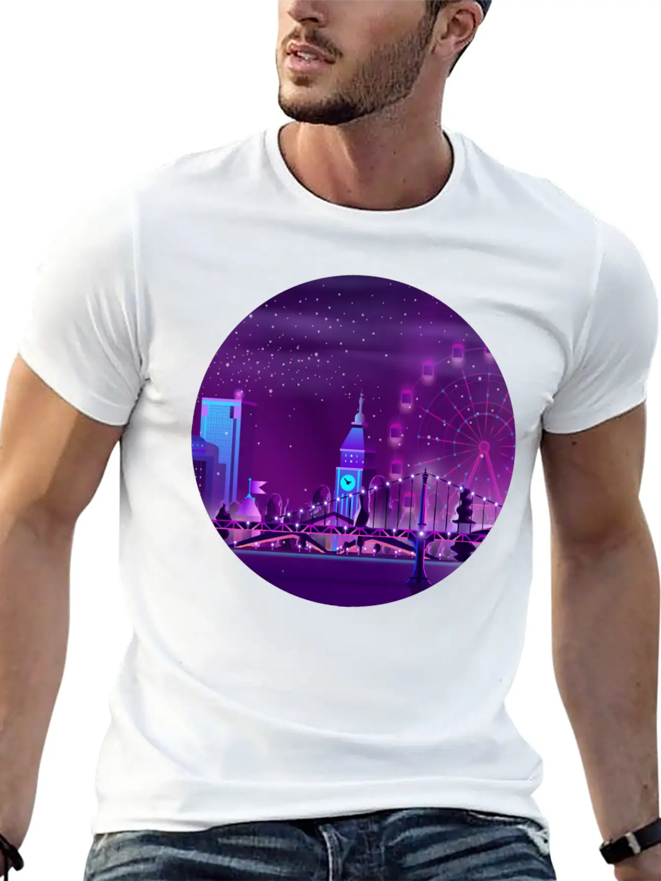 Synthwave Neon City: London Unisex Casual T-Shirt – Clean Design For Daily Comfort