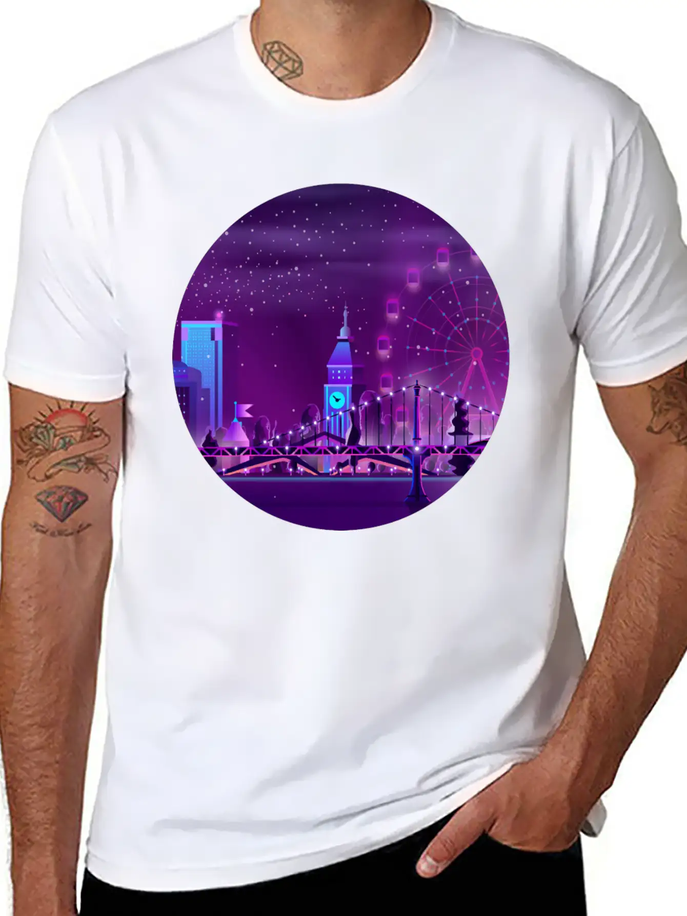 Synthwave Neon City: London Unisex Casual T-Shirt – Clean Design For Daily Comfort