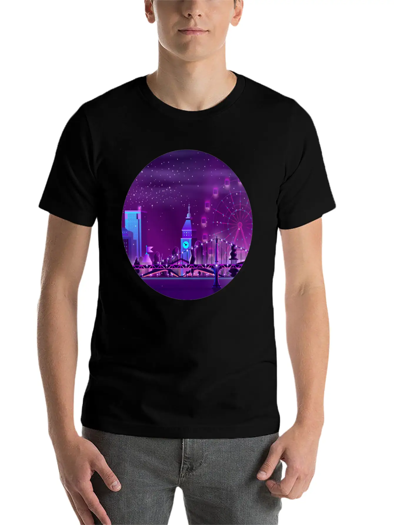 Synthwave Neon City: London Unisex Casual T-Shirt – Clean Design For Daily Comfort