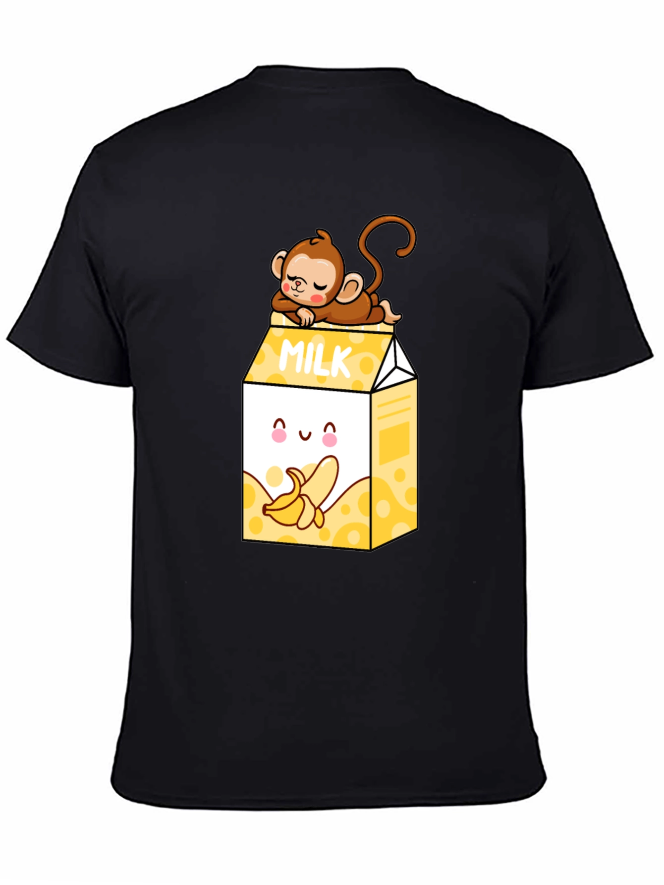 Banana Milk T-Shirt - Cute Cartoon Monkey Design
