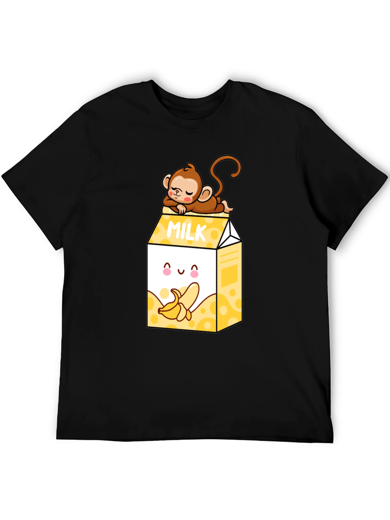 Banana Milk T-Shirt - Cute Cartoon Monkey Design