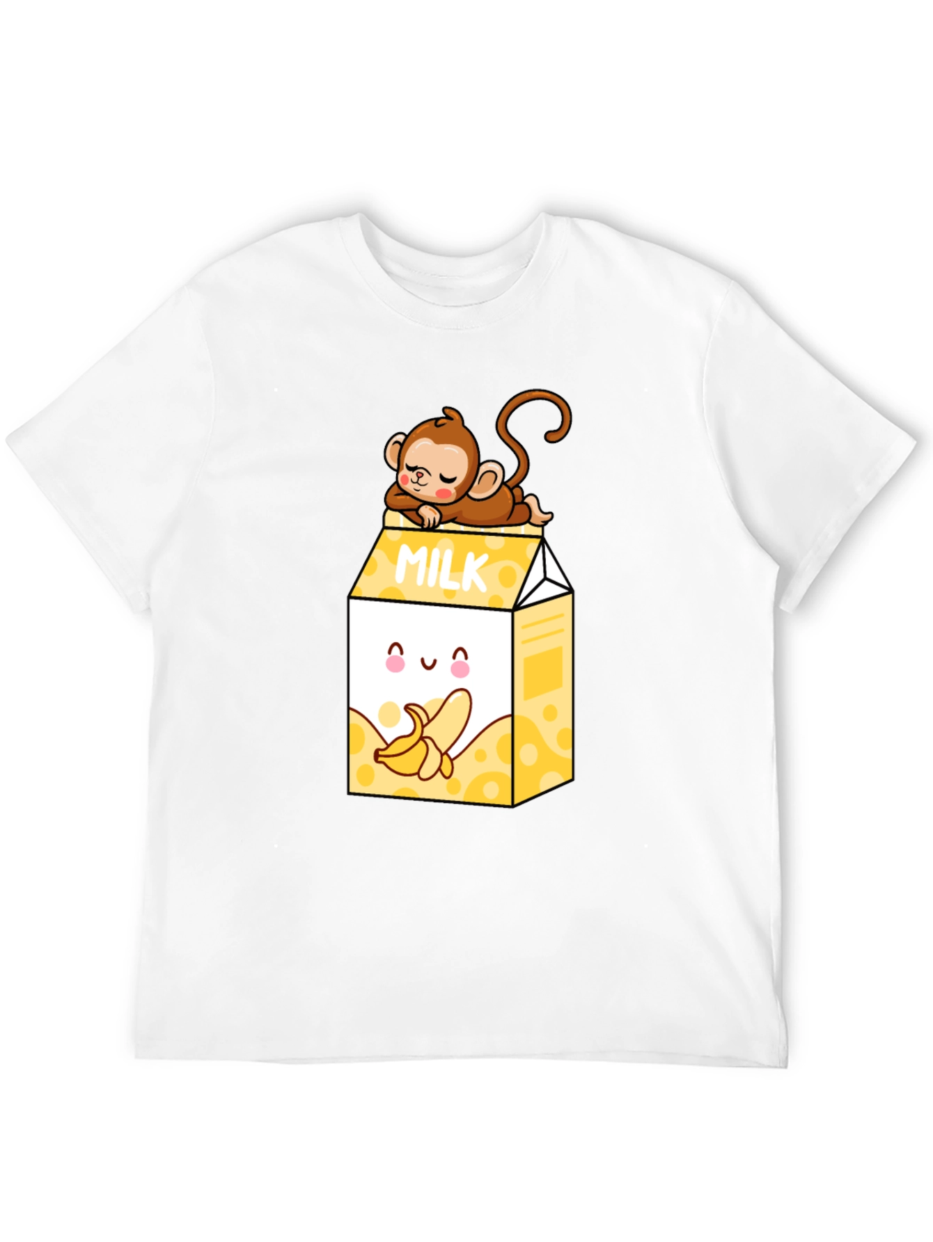 Banana Milk T-Shirt - Cute Cartoon Monkey Design