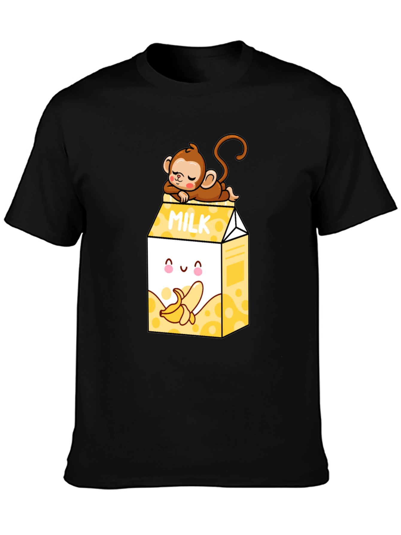 Banana Milk T-Shirt - Cute Cartoon Monkey Design
