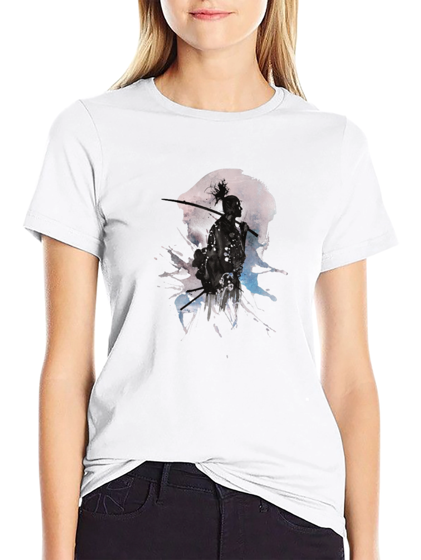 Samurai Moon Splash Black Graphic Tee