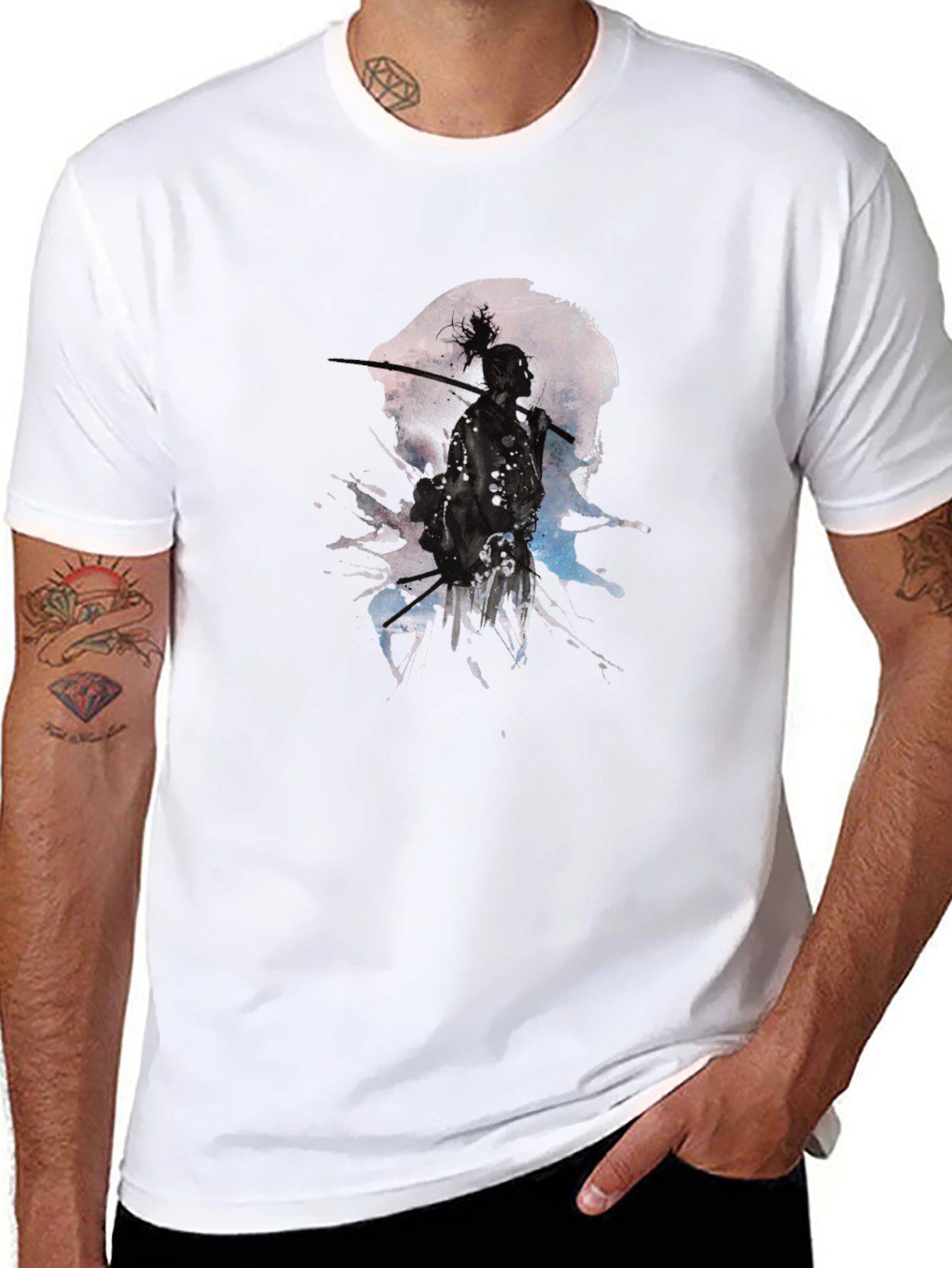 Samurai Moon Splash Black Graphic Tee