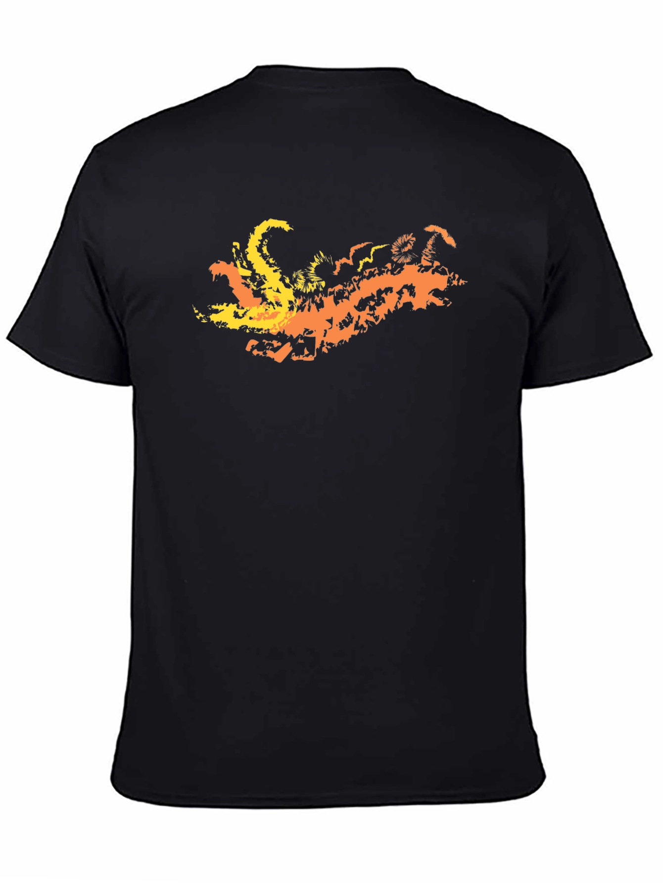 Fiery Dragon Graphic Tee - Black Cotton Blend T-Shirt
