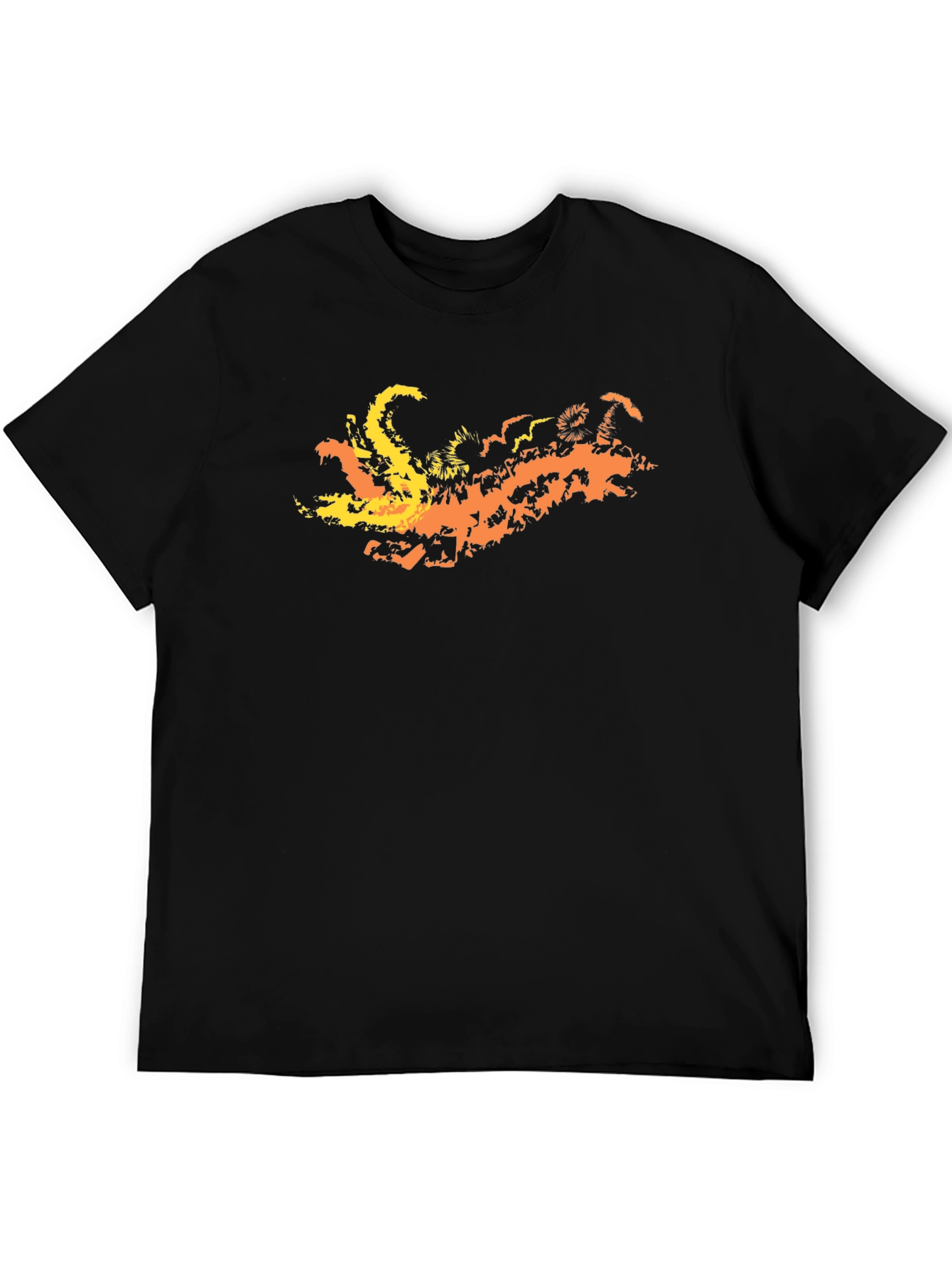 Fiery Dragon Graphic Tee - Black Cotton Blend T-Shirt