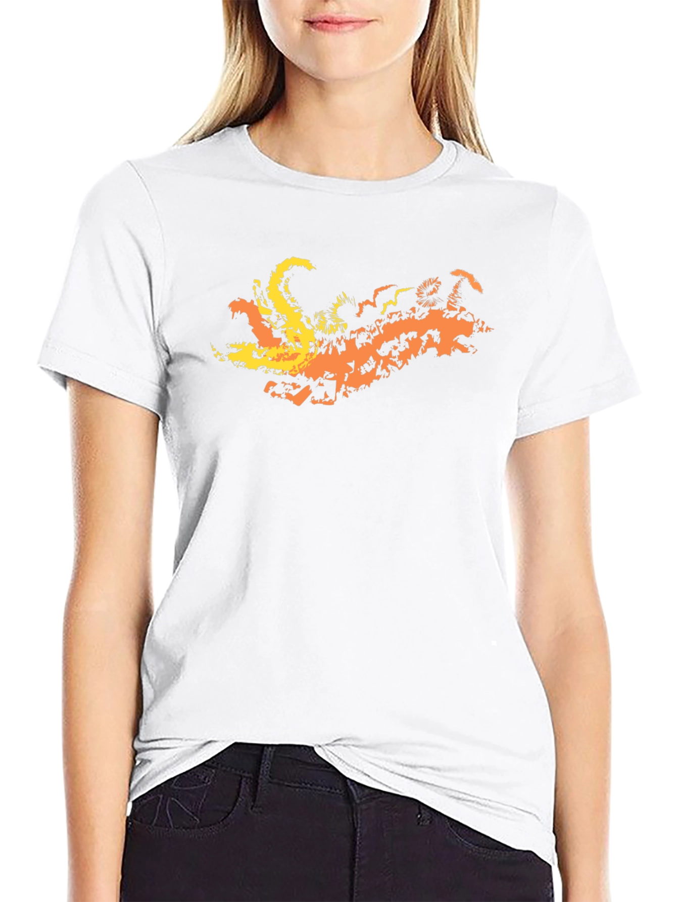 Fiery Dragon Graphic Tee - Black Cotton Blend T-Shirt
