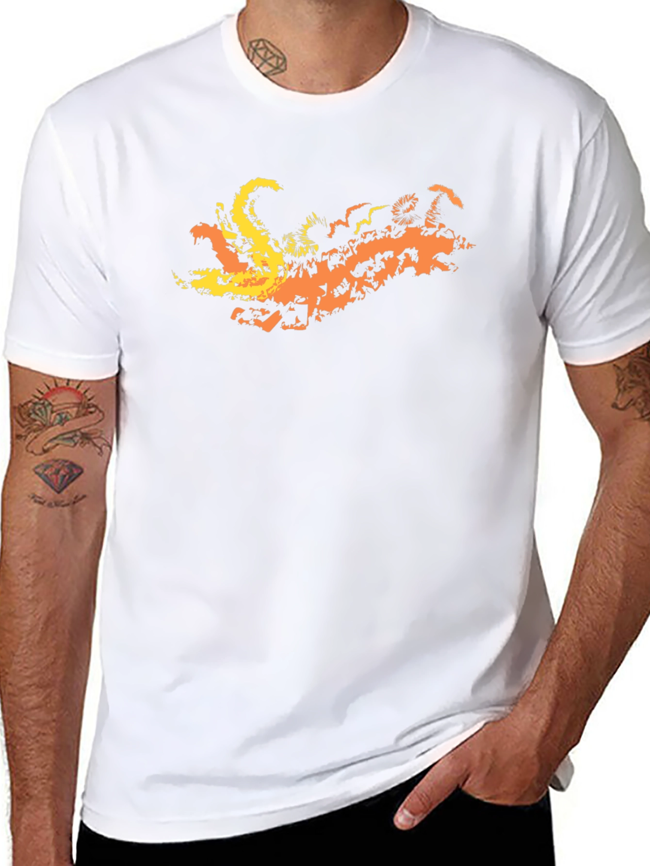 Fiery Dragon Graphic Tee - Black Cotton Blend T-Shirt
