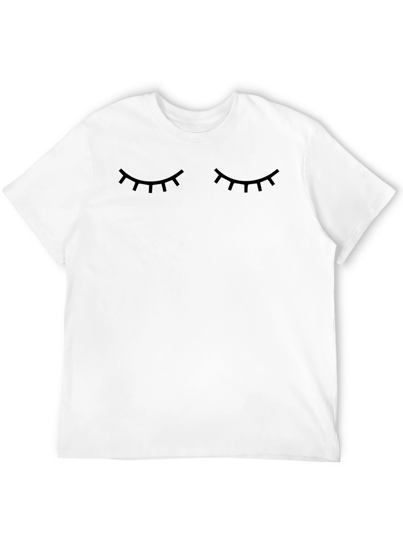 Eyes Closed Graphic Tee - Black Cotton Casual T-Shirt