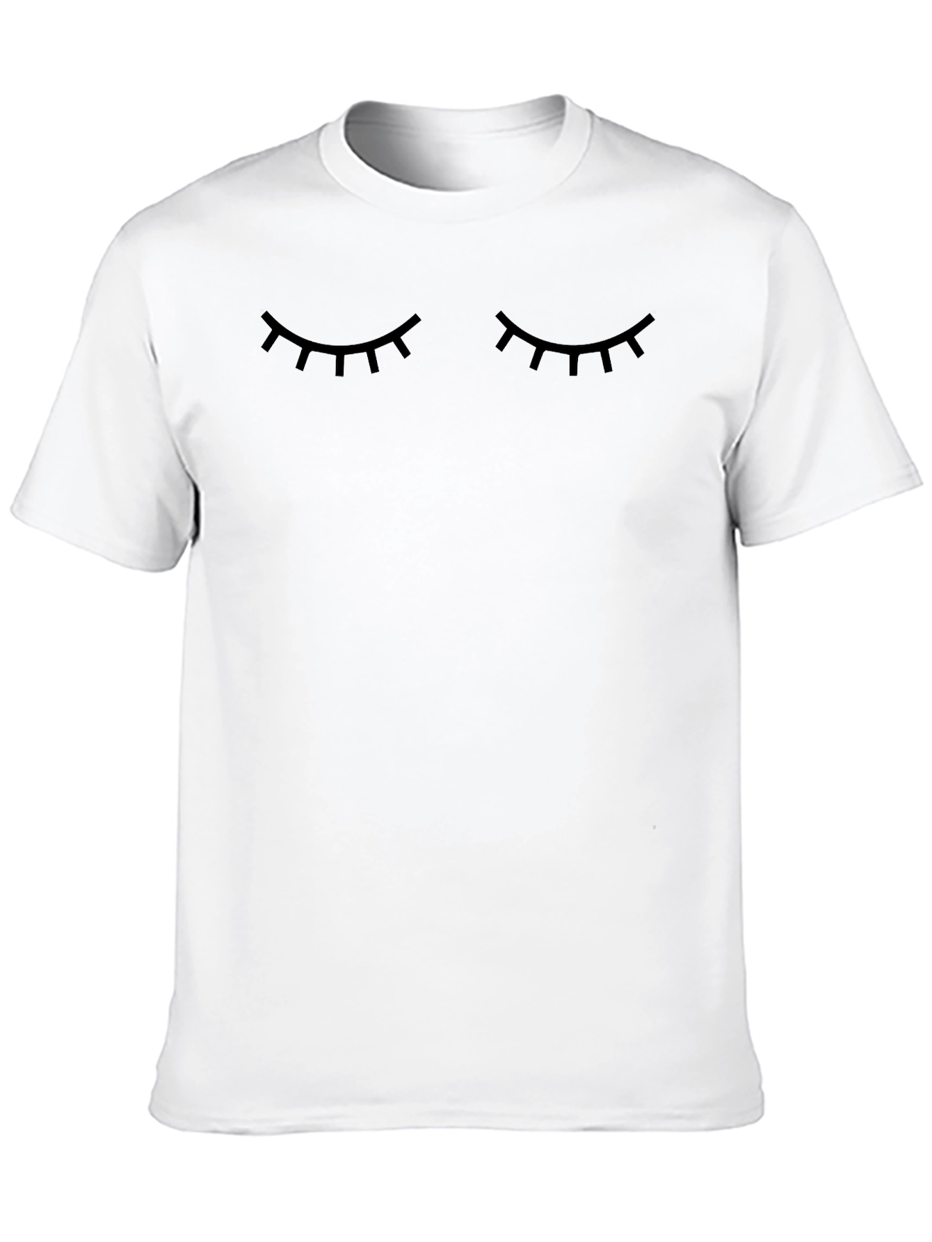 Eyes Closed Graphic Tee - Black Cotton Casual T-Shirt