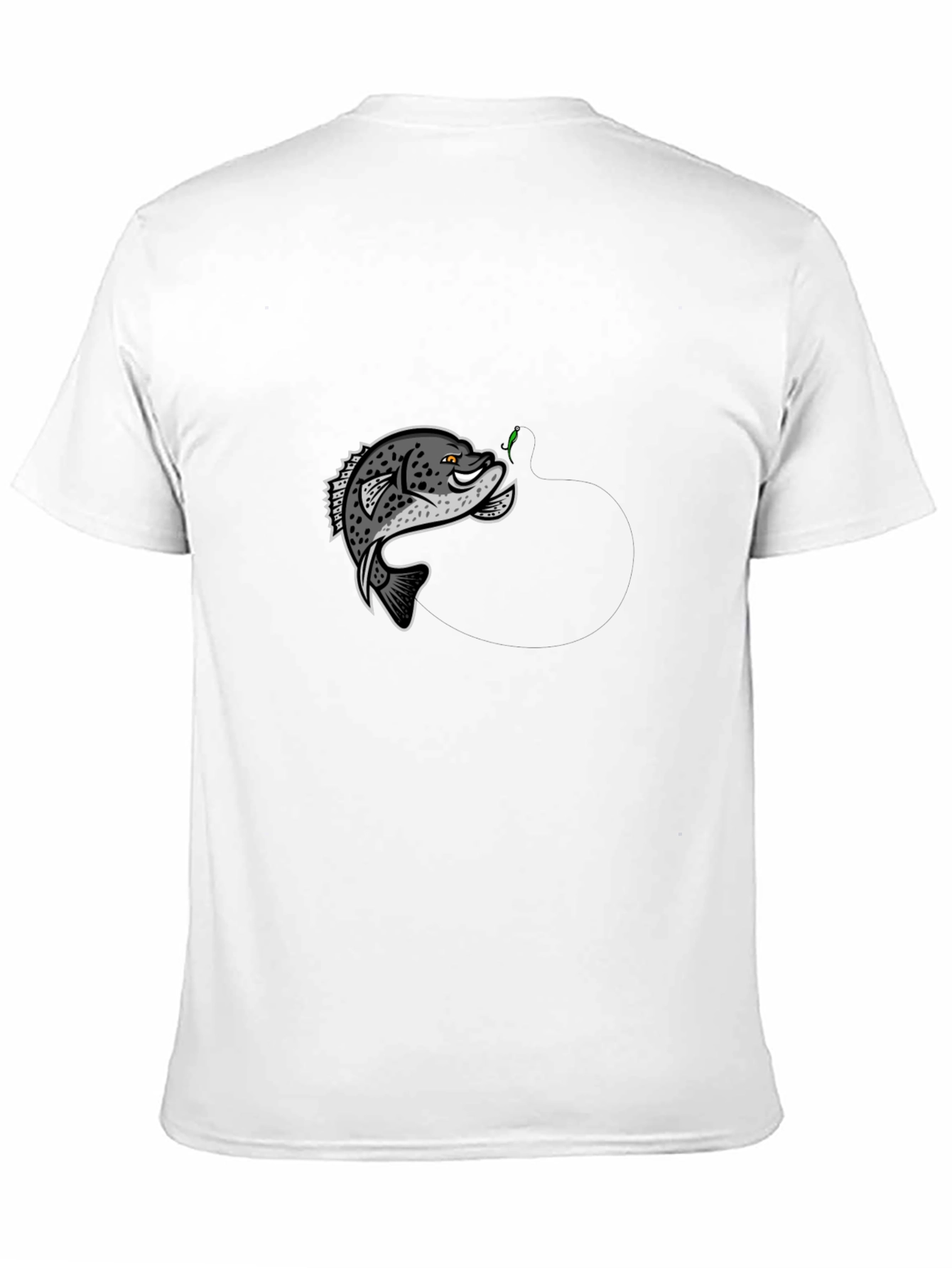 Black T-Shirt with Cartoon Crappie Fish Design