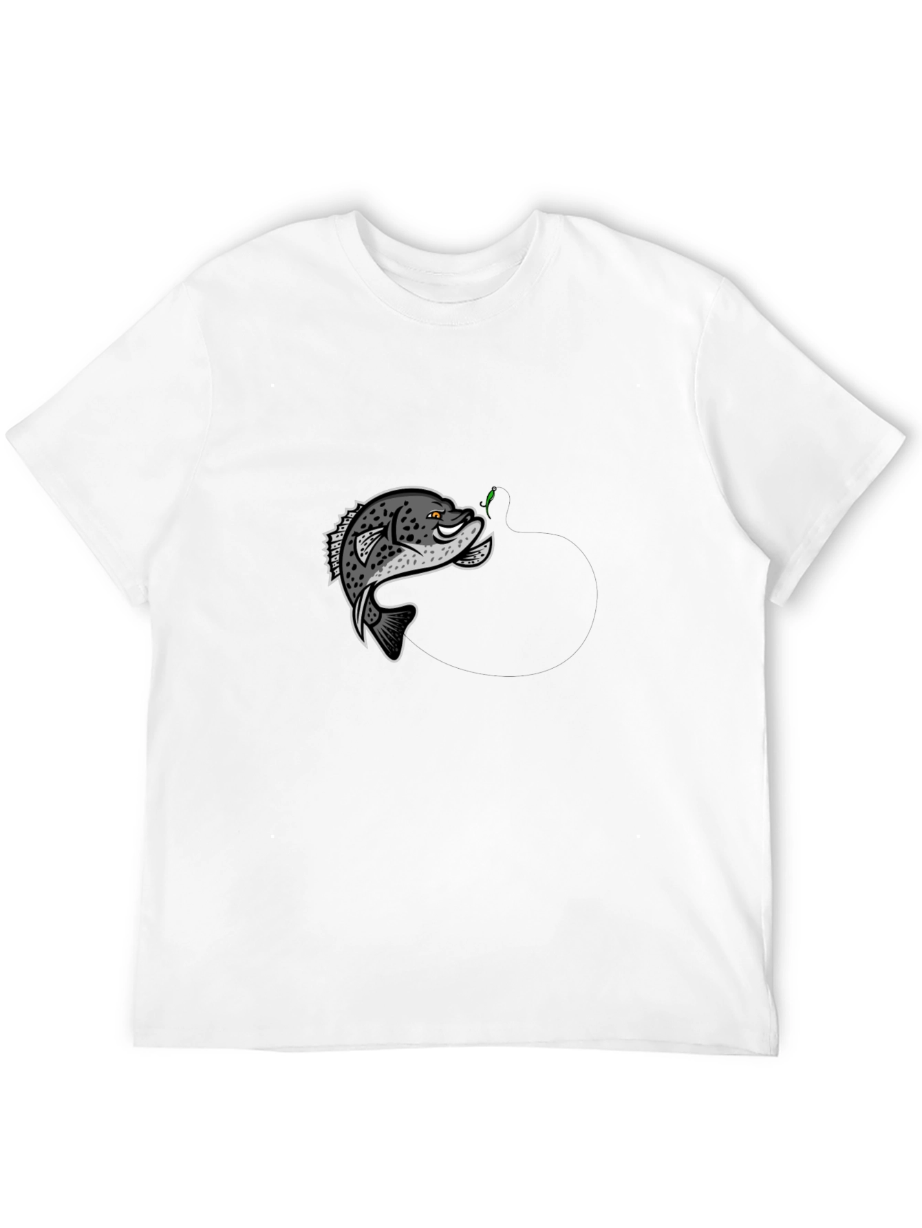 Black T-Shirt with Cartoon Crappie Fish Design