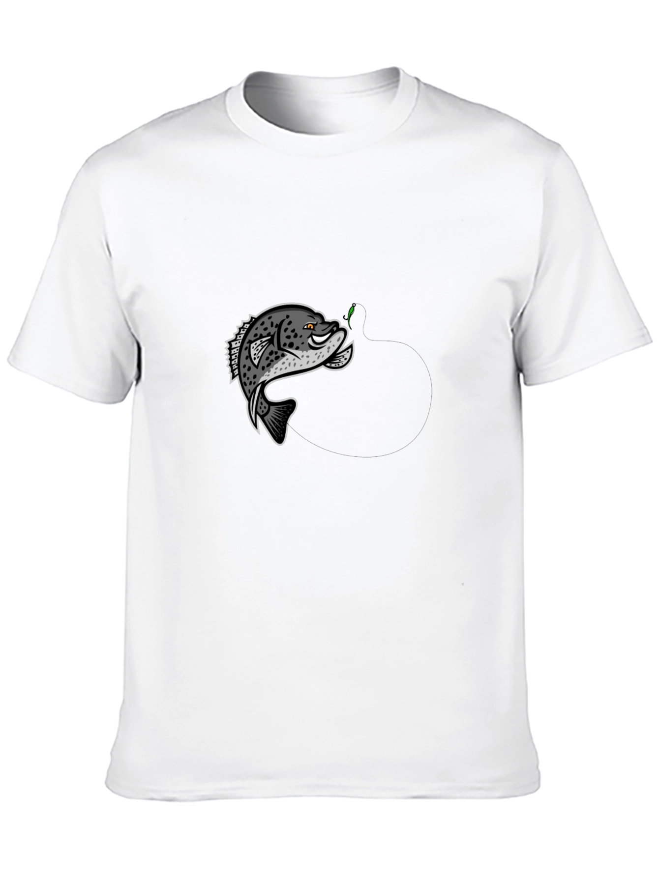 Black T-Shirt with Cartoon Crappie Fish Design