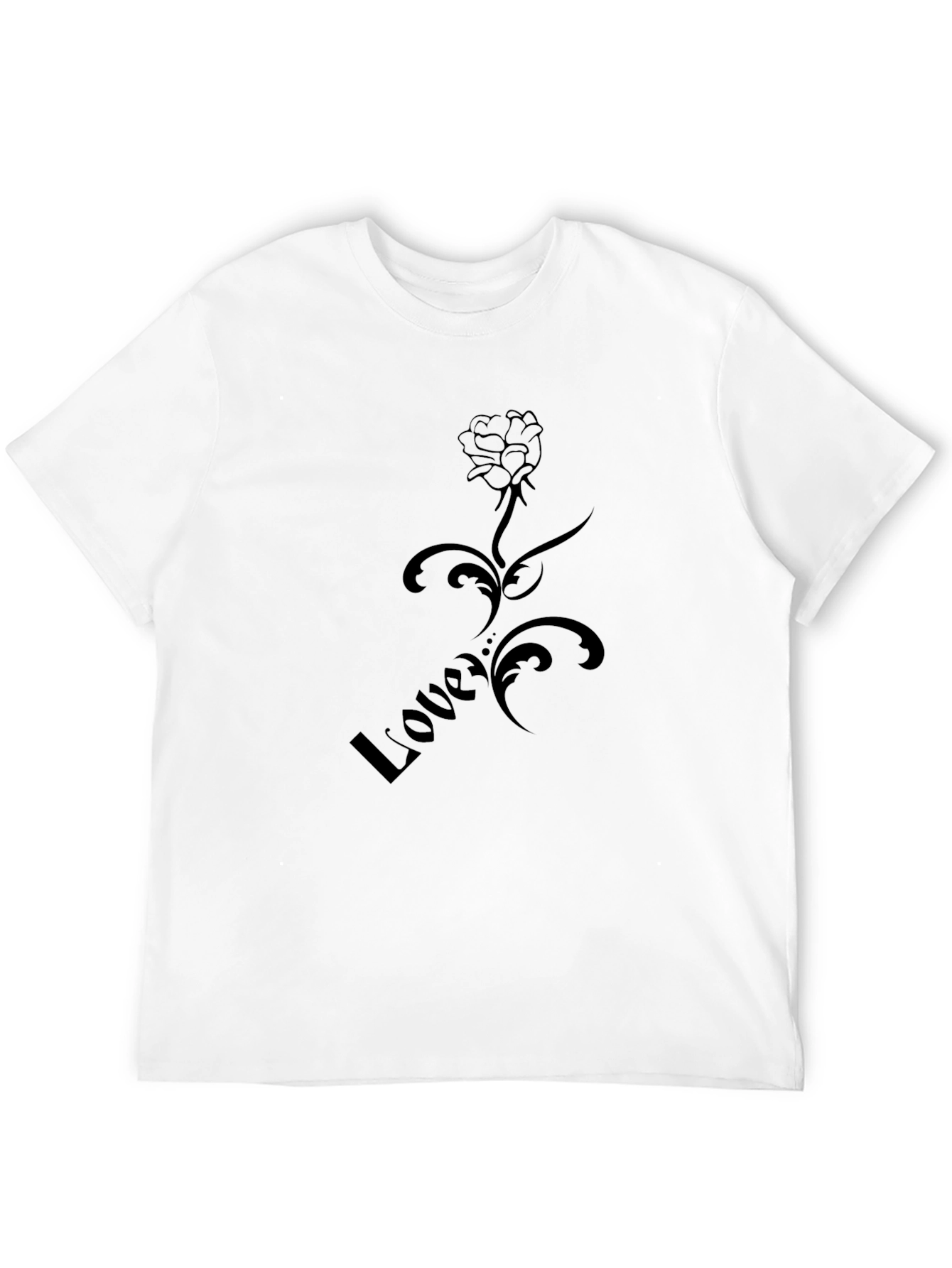 Stylish Black Love Rose Graphic T-Shirt