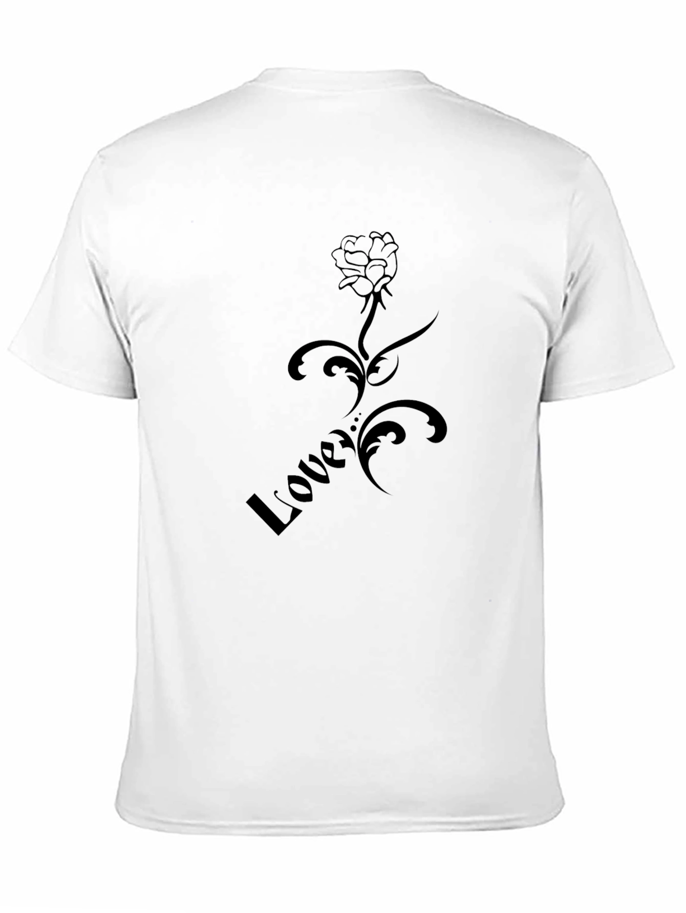 Stylish Black Love Rose Graphic T-Shirt