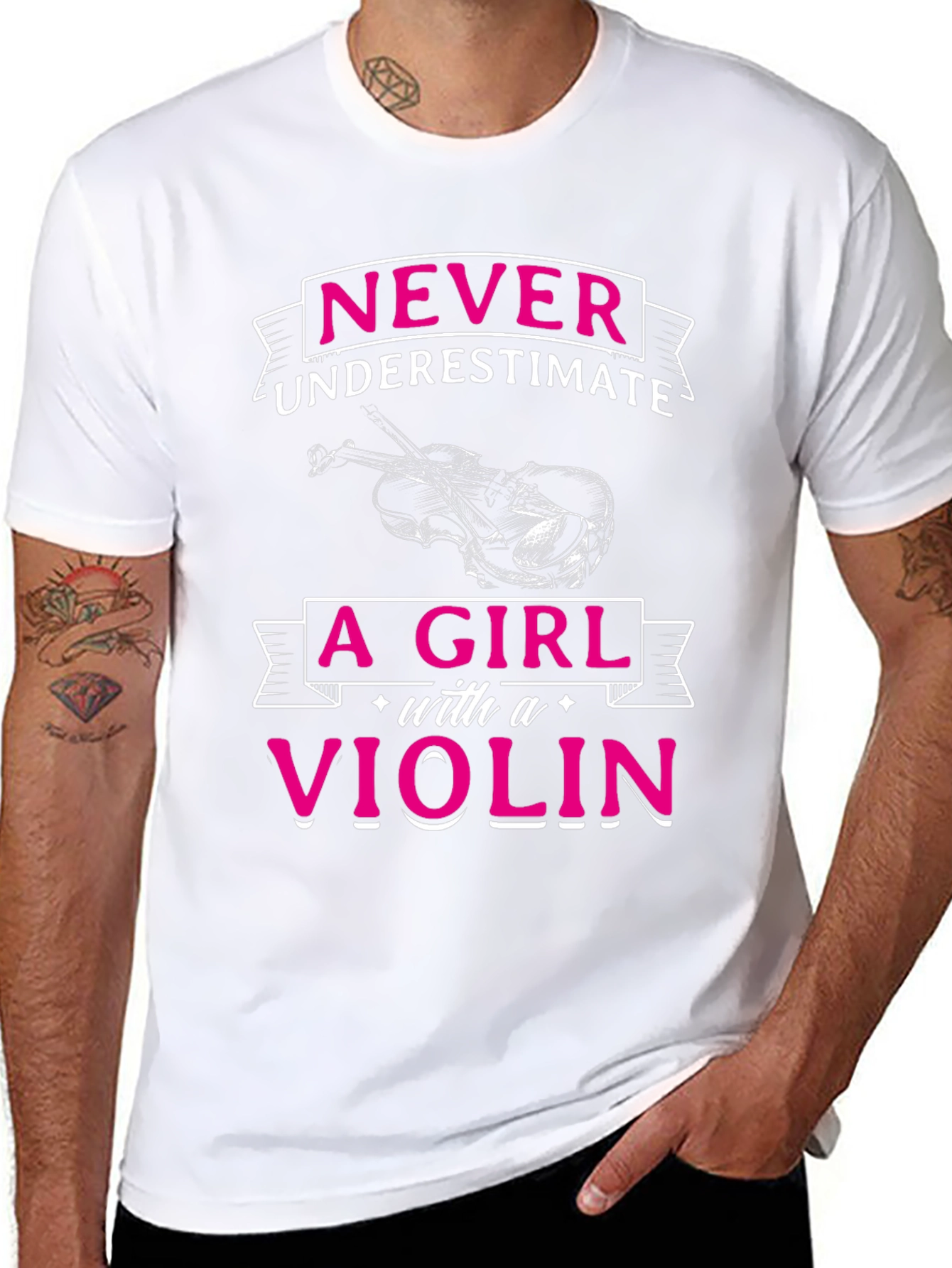 Never Underestimate A Girl With A Violin Graphic Tee