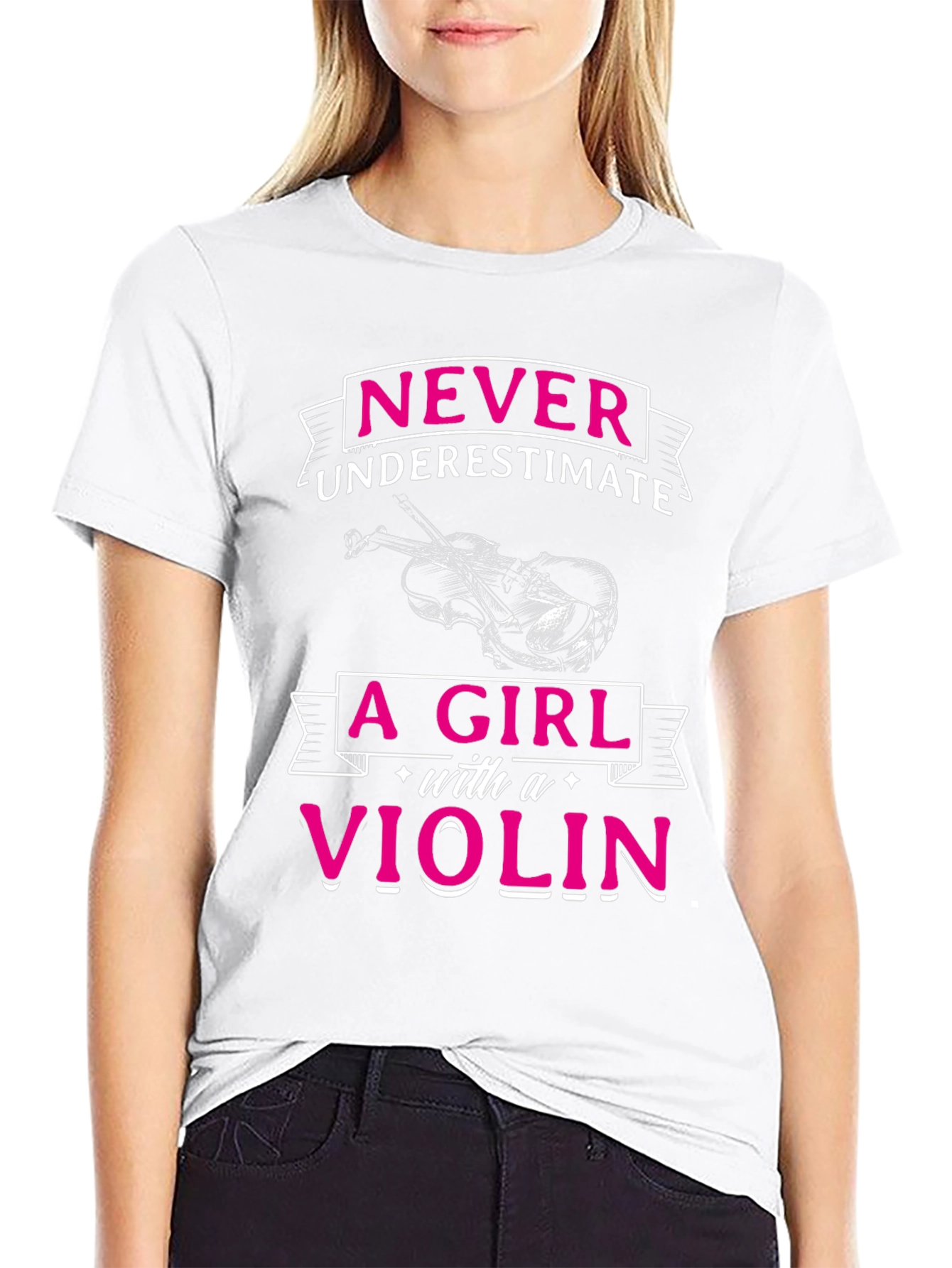 Never Underestimate A Girl With A Violin Graphic Tee