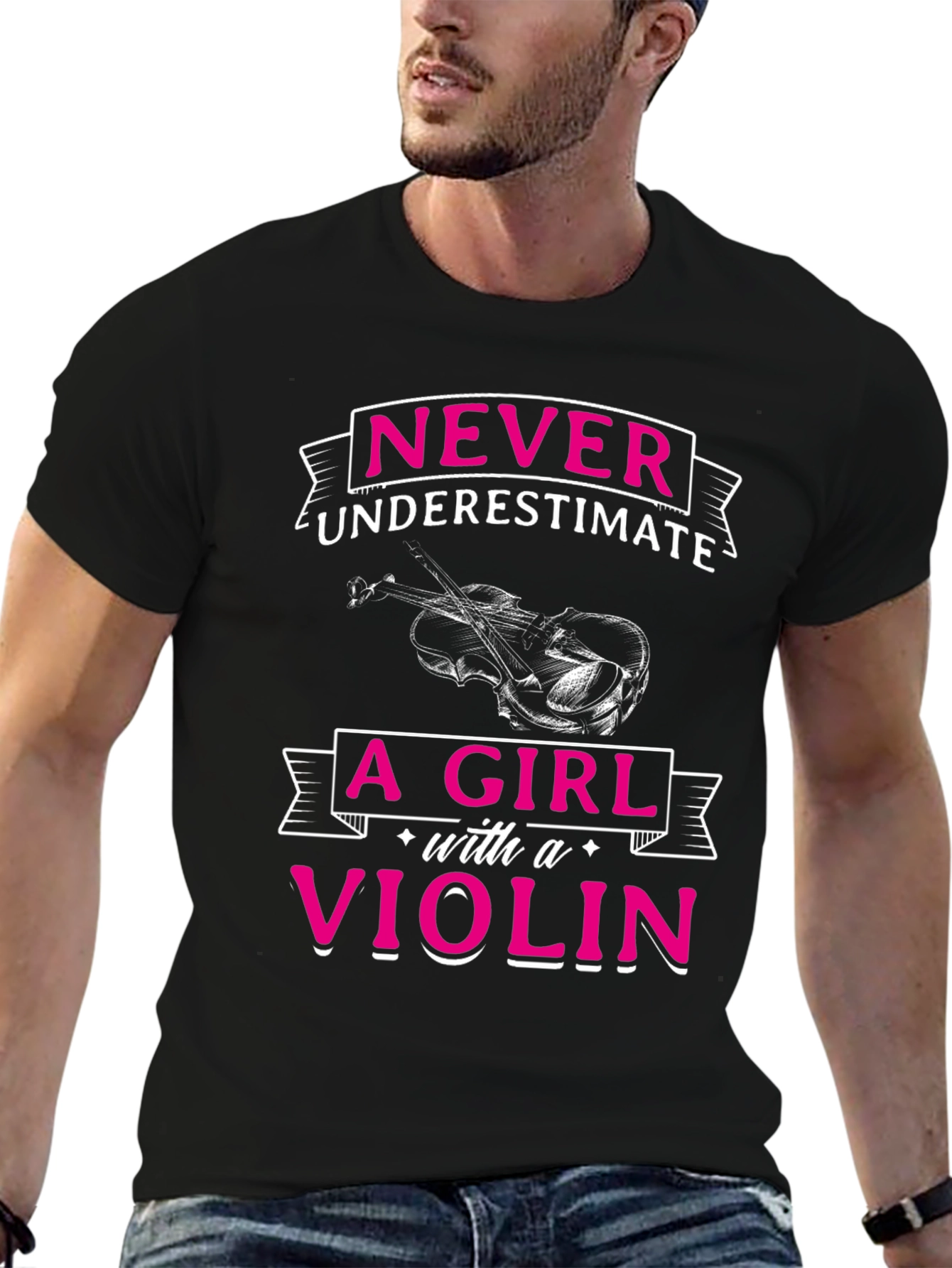 Never Underestimate A Girl With A Violin Graphic Tee