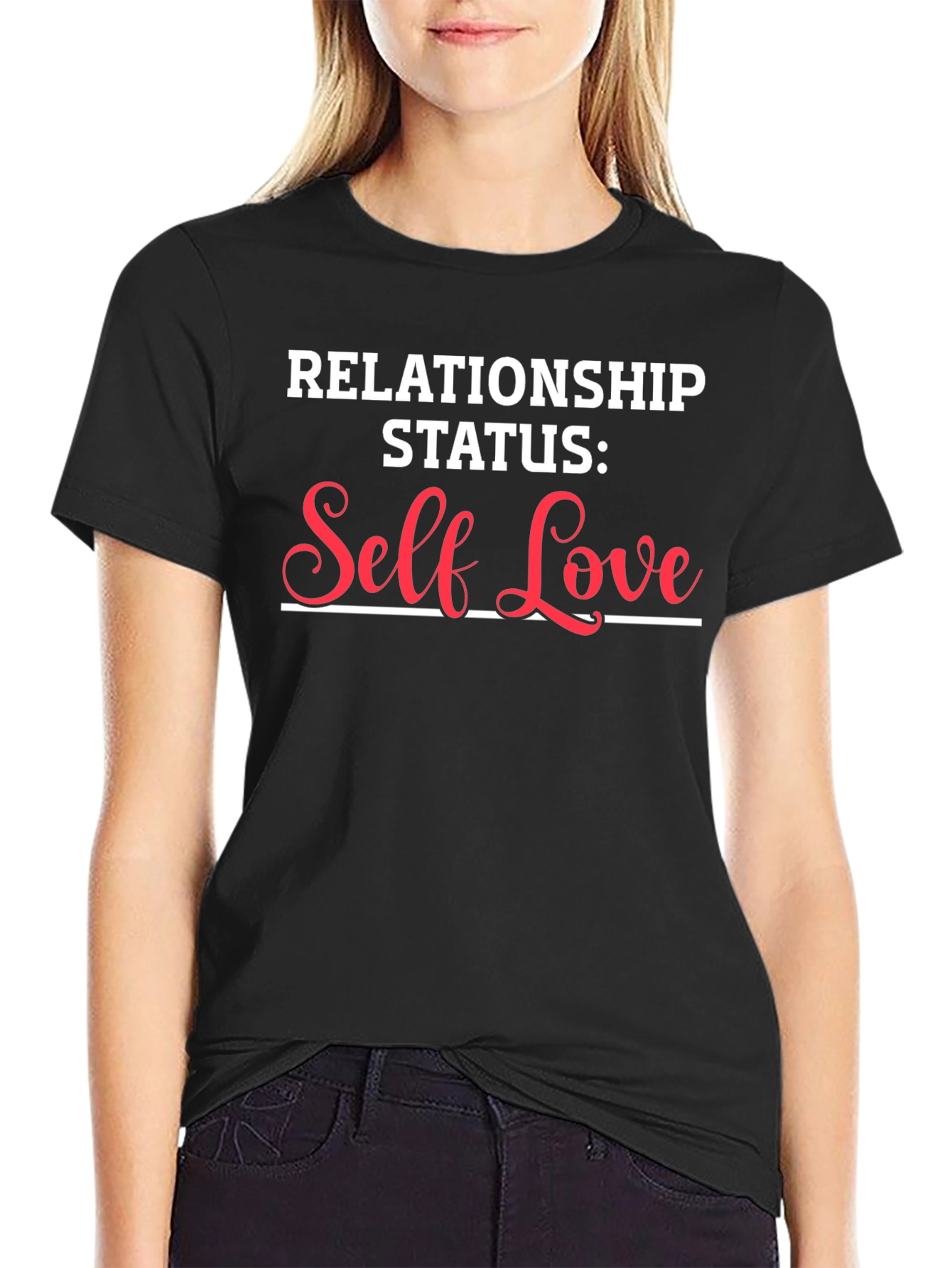 Self Love Relationship Status Black T-Shirt