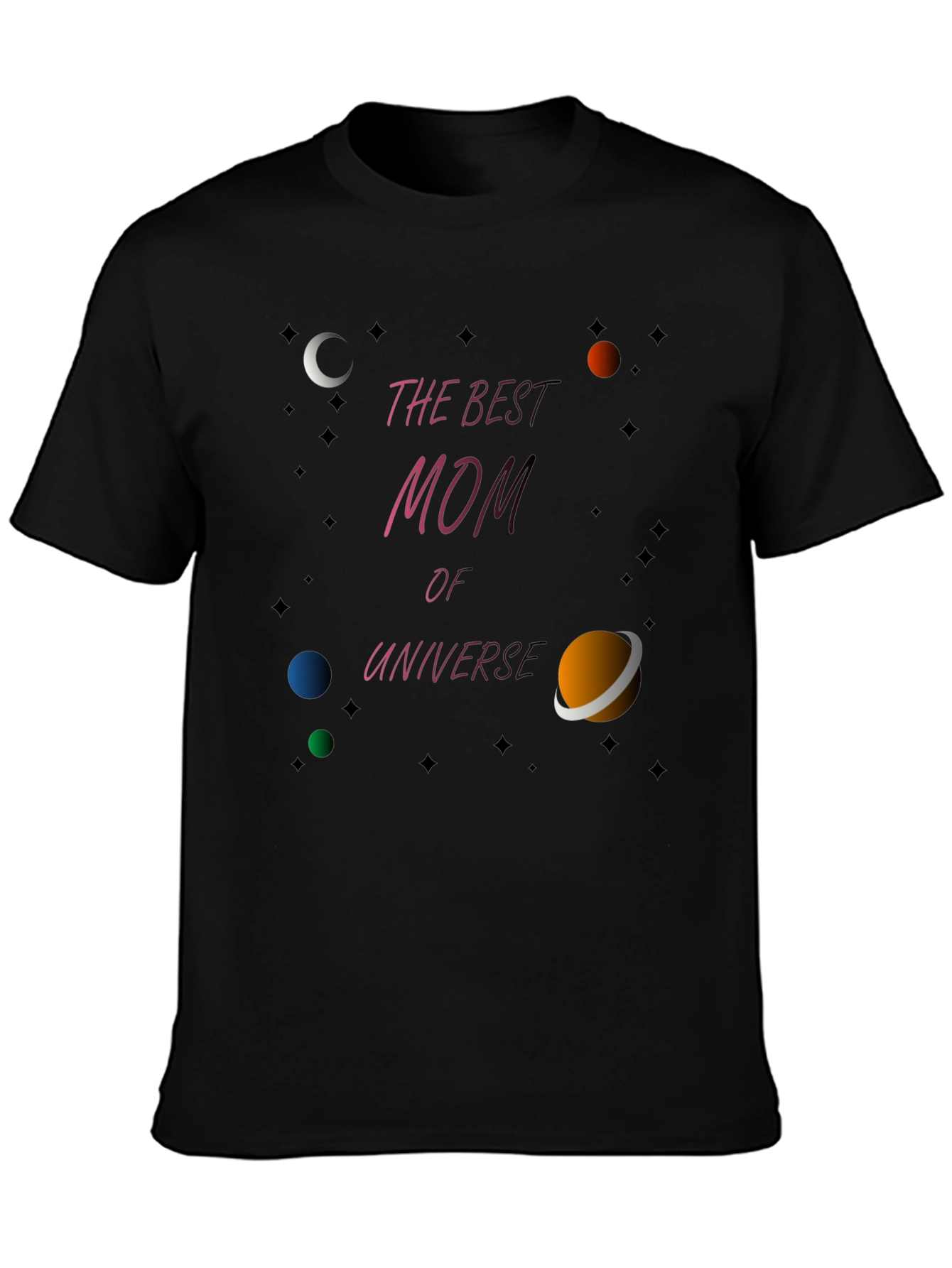 Best Mom of the Universe Black T-Shirt