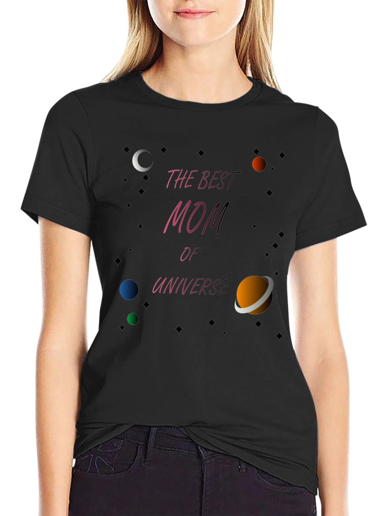 Best Mom of the Universe Black T-Shirt