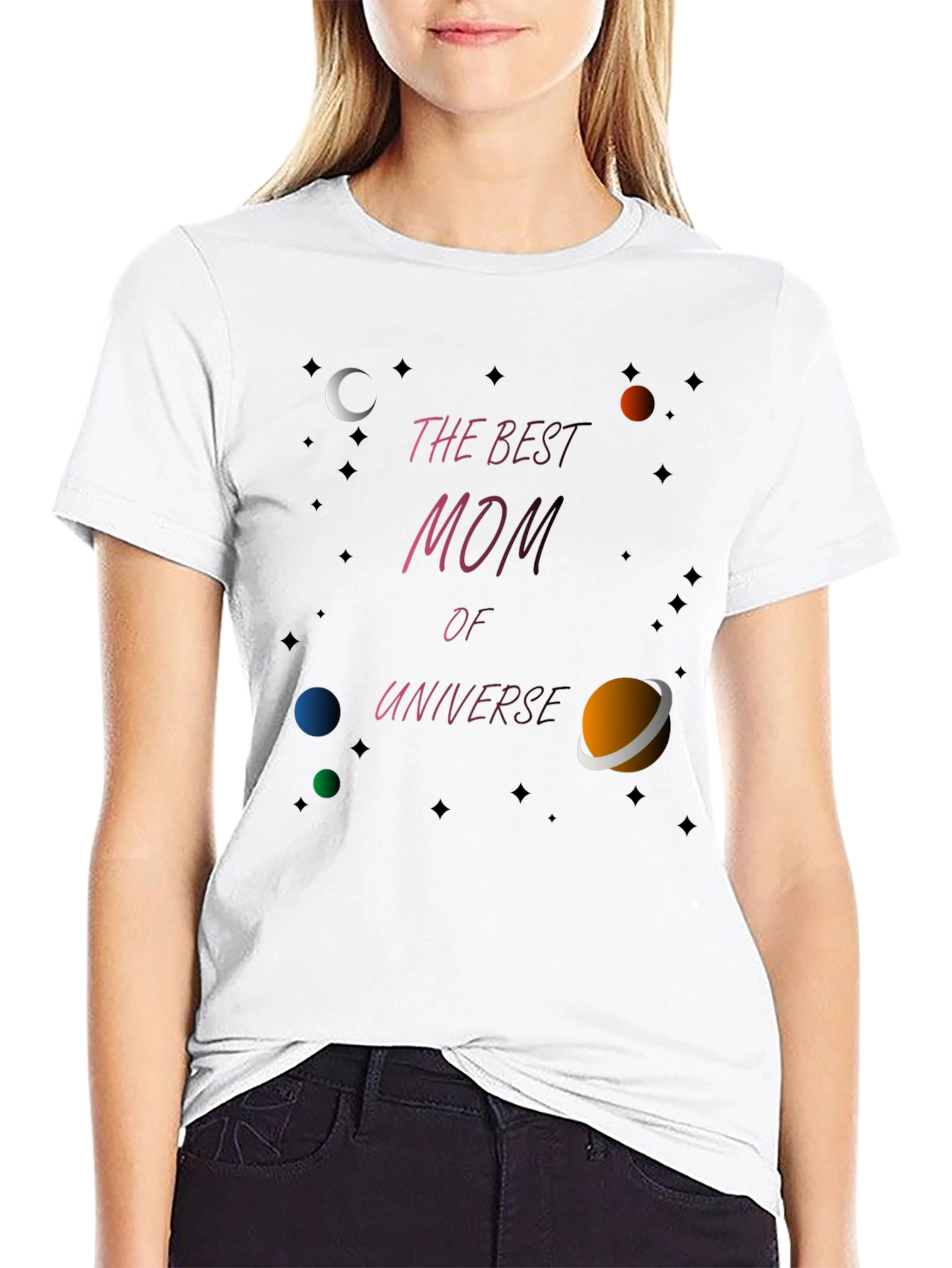 Best Mom of the Universe Black T-Shirt