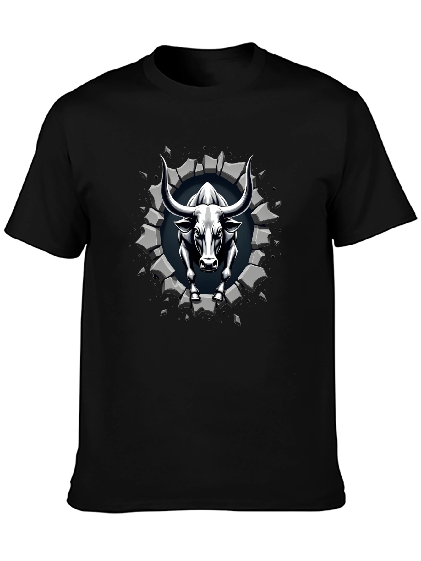 Bull Graphic Print Black T-Shirt