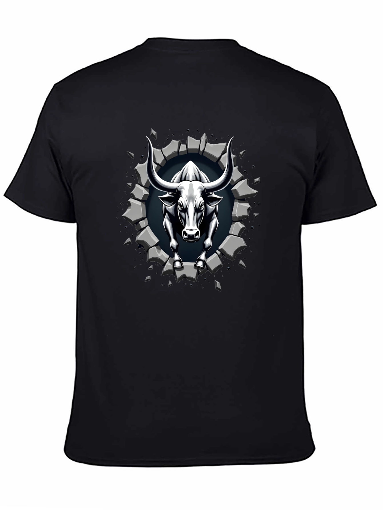 Bull Graphic Print Black T-Shirt