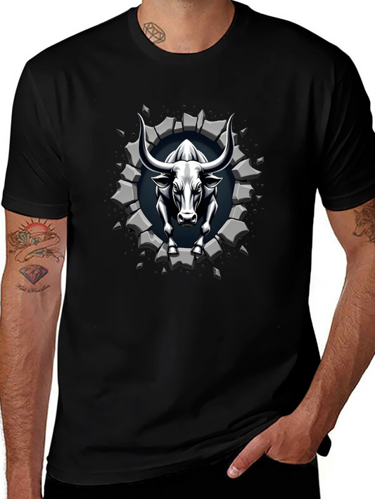 Bull Graphic Print Black T-Shirt