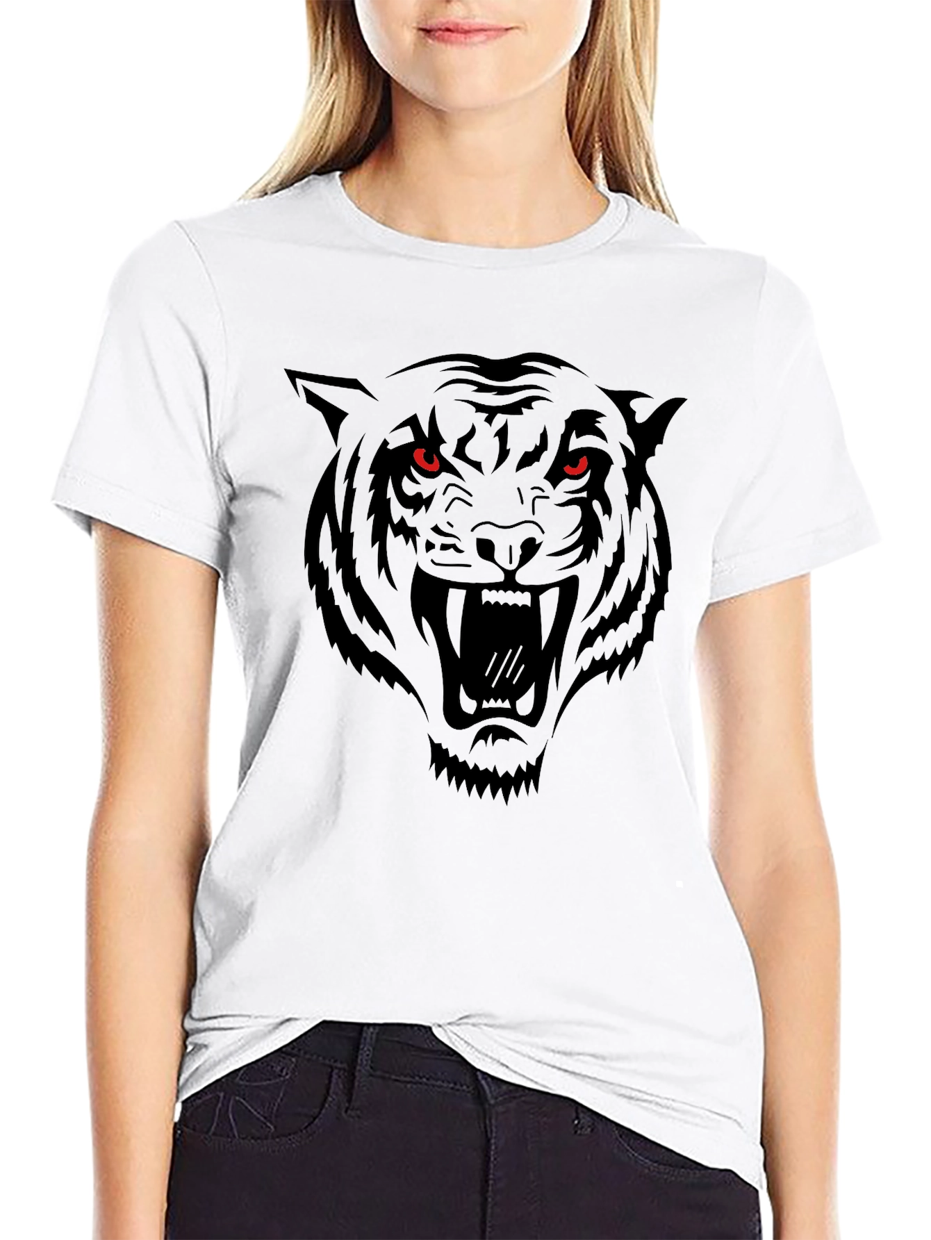 Mens Black Tiger Graphic Tee - Fierce Design