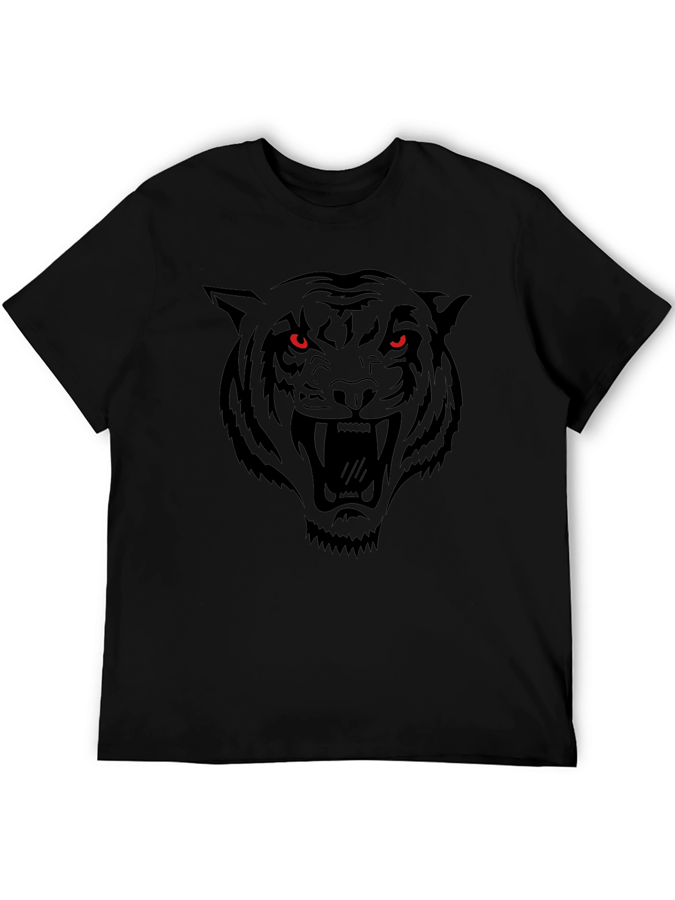 Mens Black Tiger Graphic Tee - Fierce Design