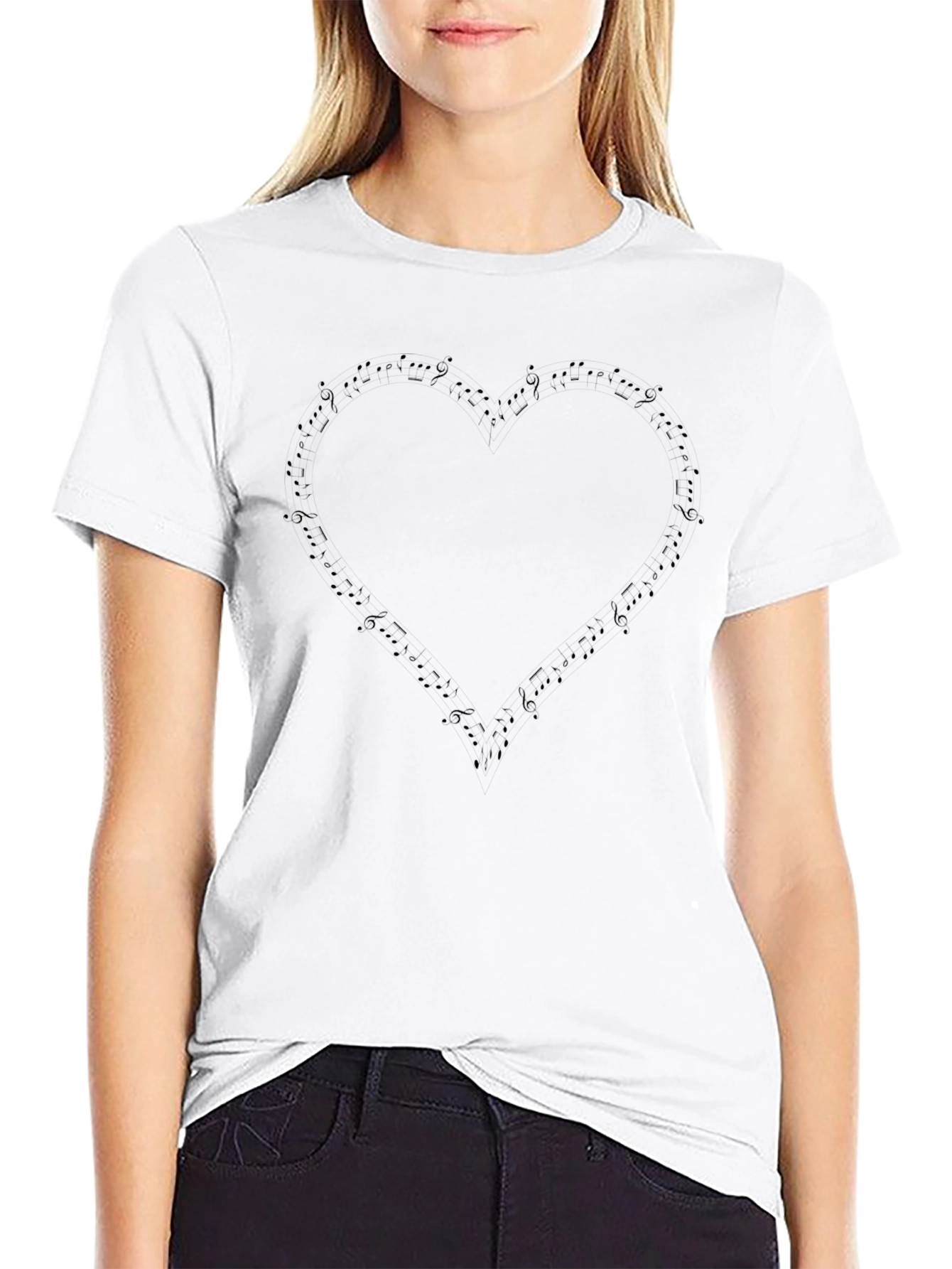 Musical Heart Graphic Black T-Shirt