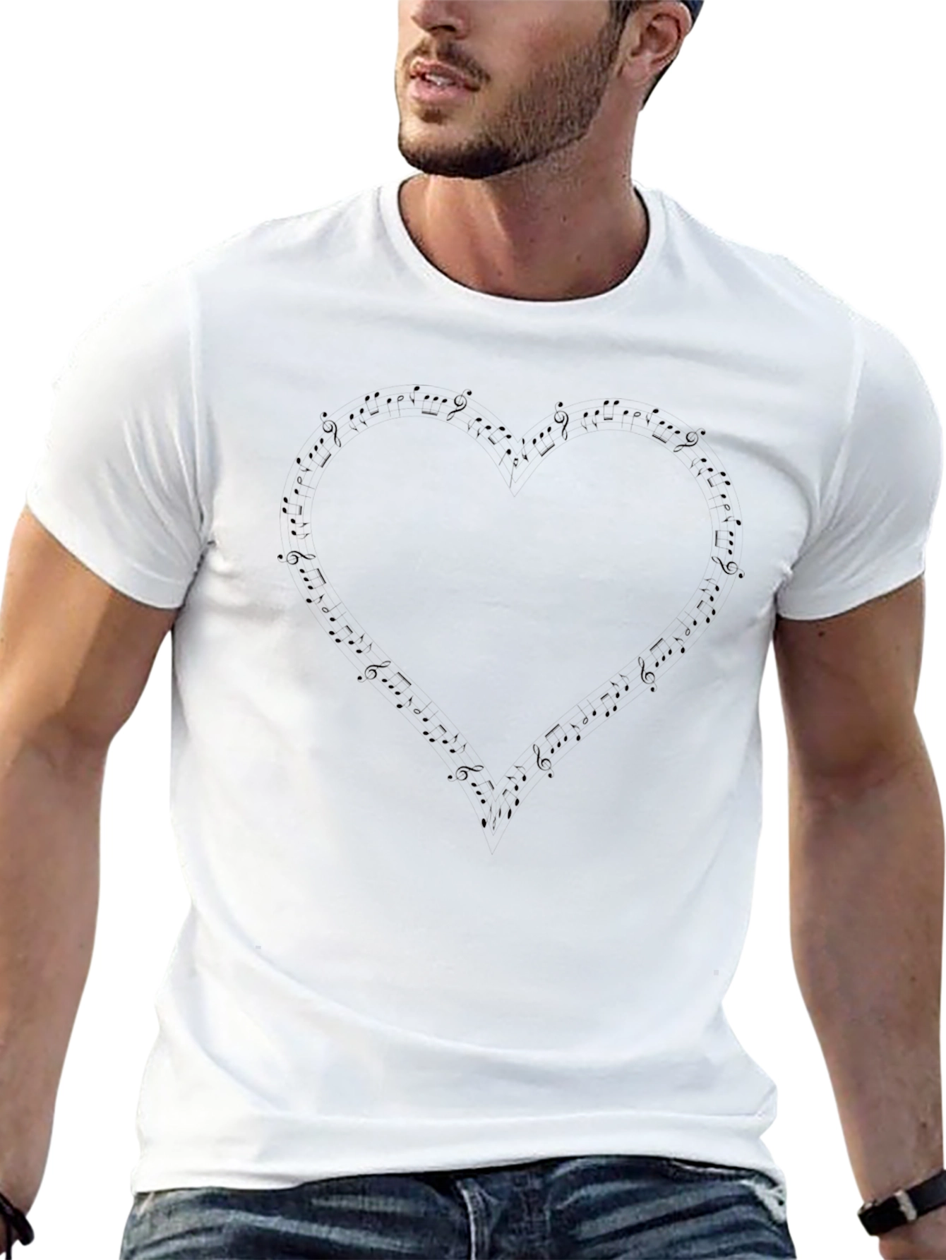 Musical Heart Graphic Black T-Shirt