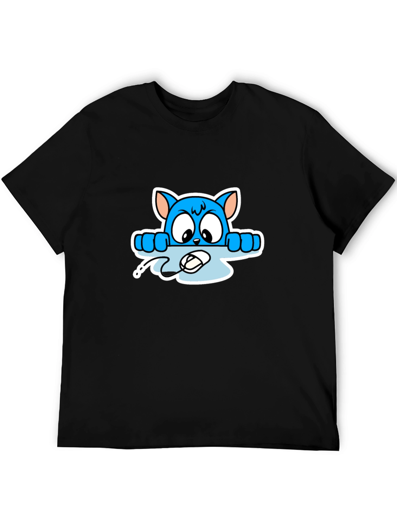 Cartoon Cat T-Shirt - Black