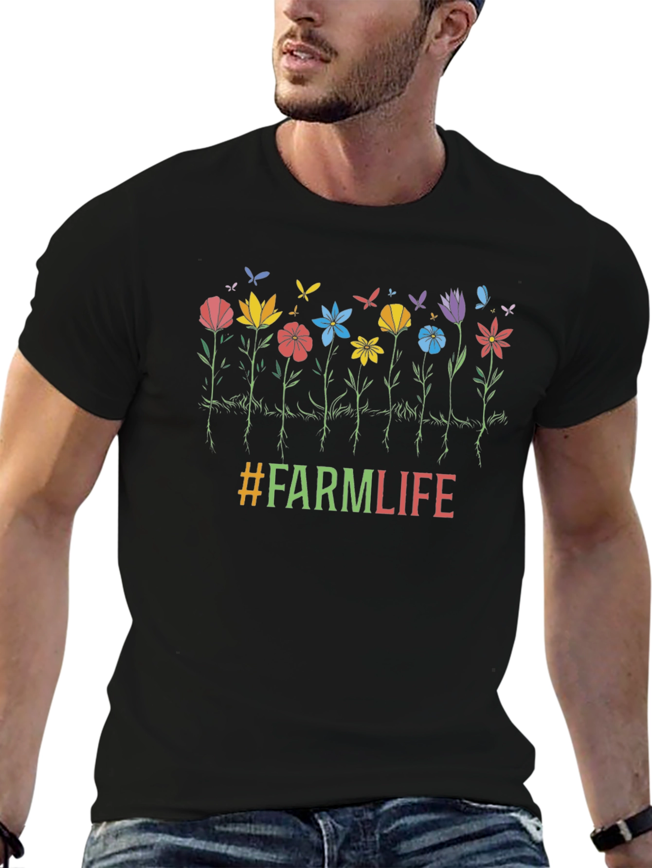 Farm Life Flower Graphic T-Shirt