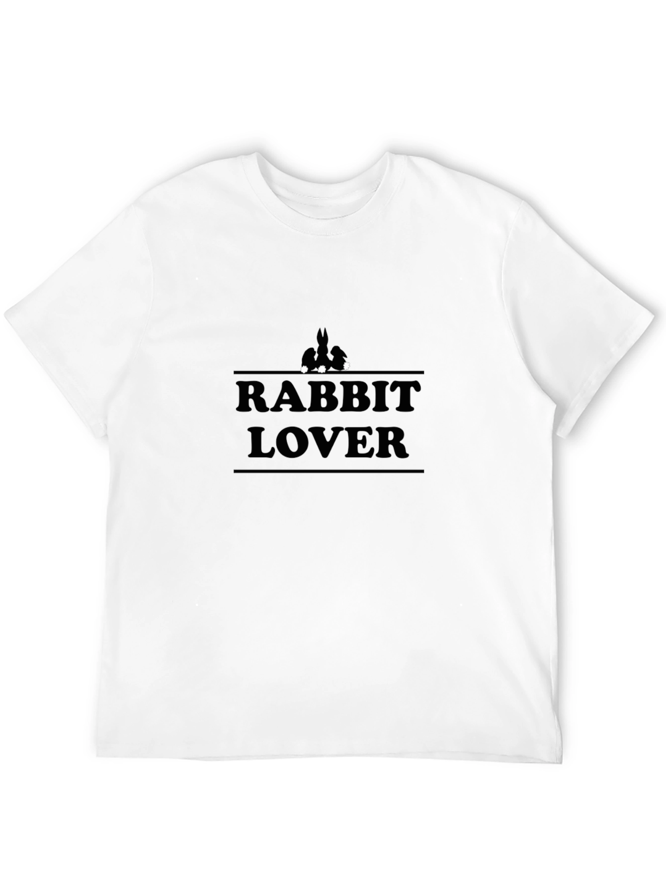 Rabbit Lover Graphic Tee - Black Cotton T-Shirt