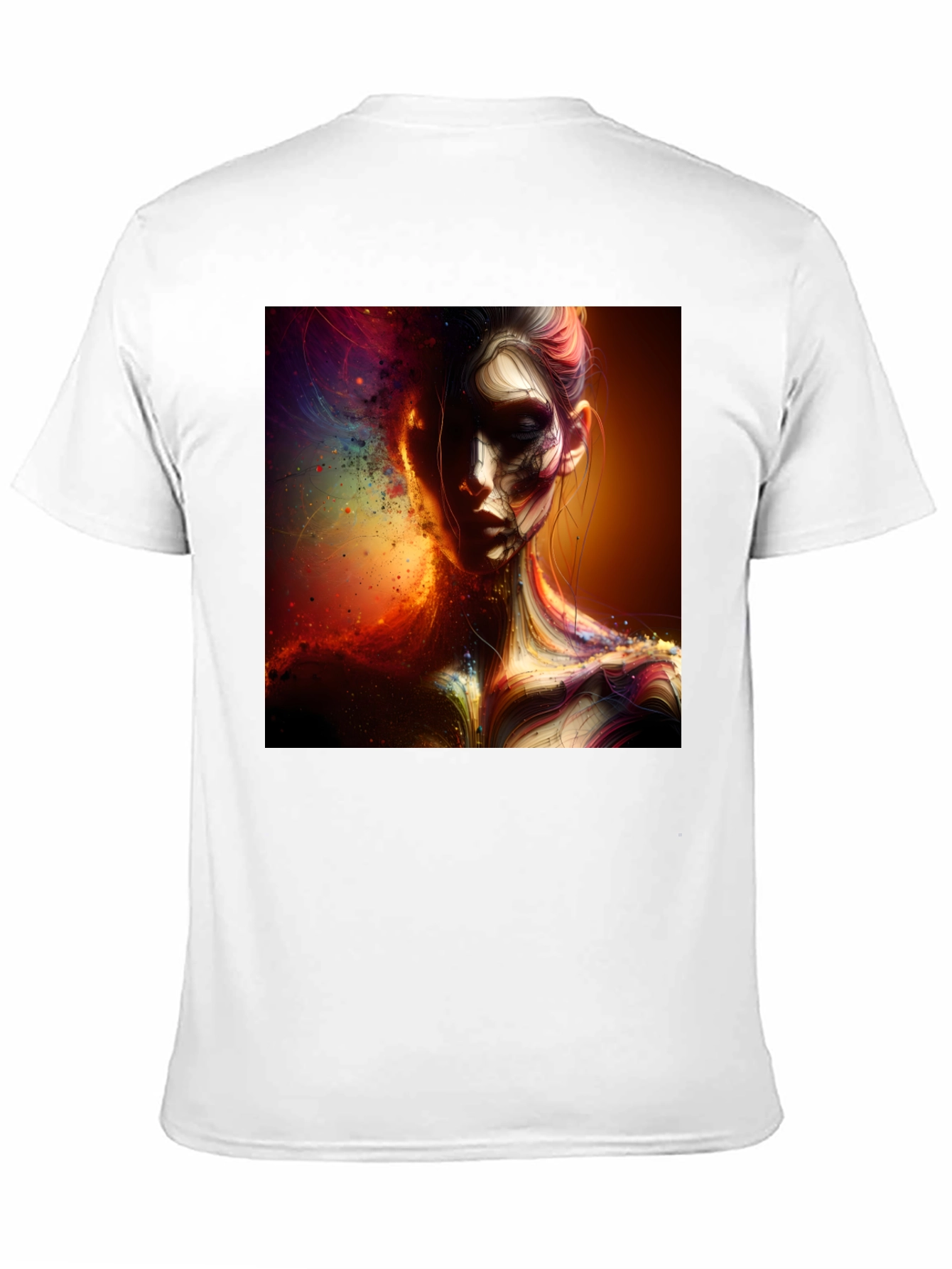 Artistic Portrait Print Black T-Shirt