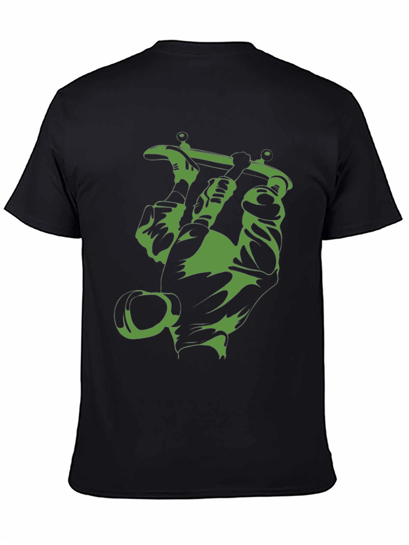 Green Skateboard Graphic Black Tee