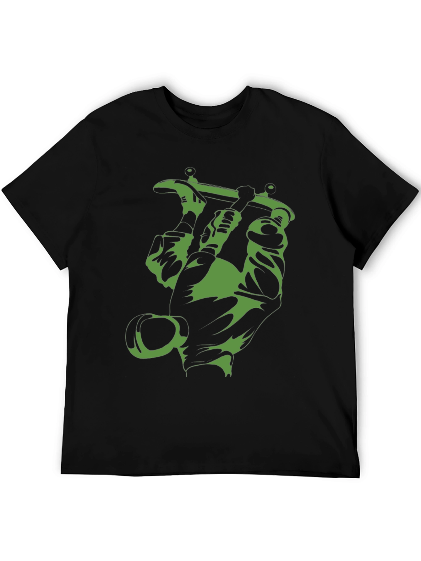 Green Skateboard Graphic Black Tee