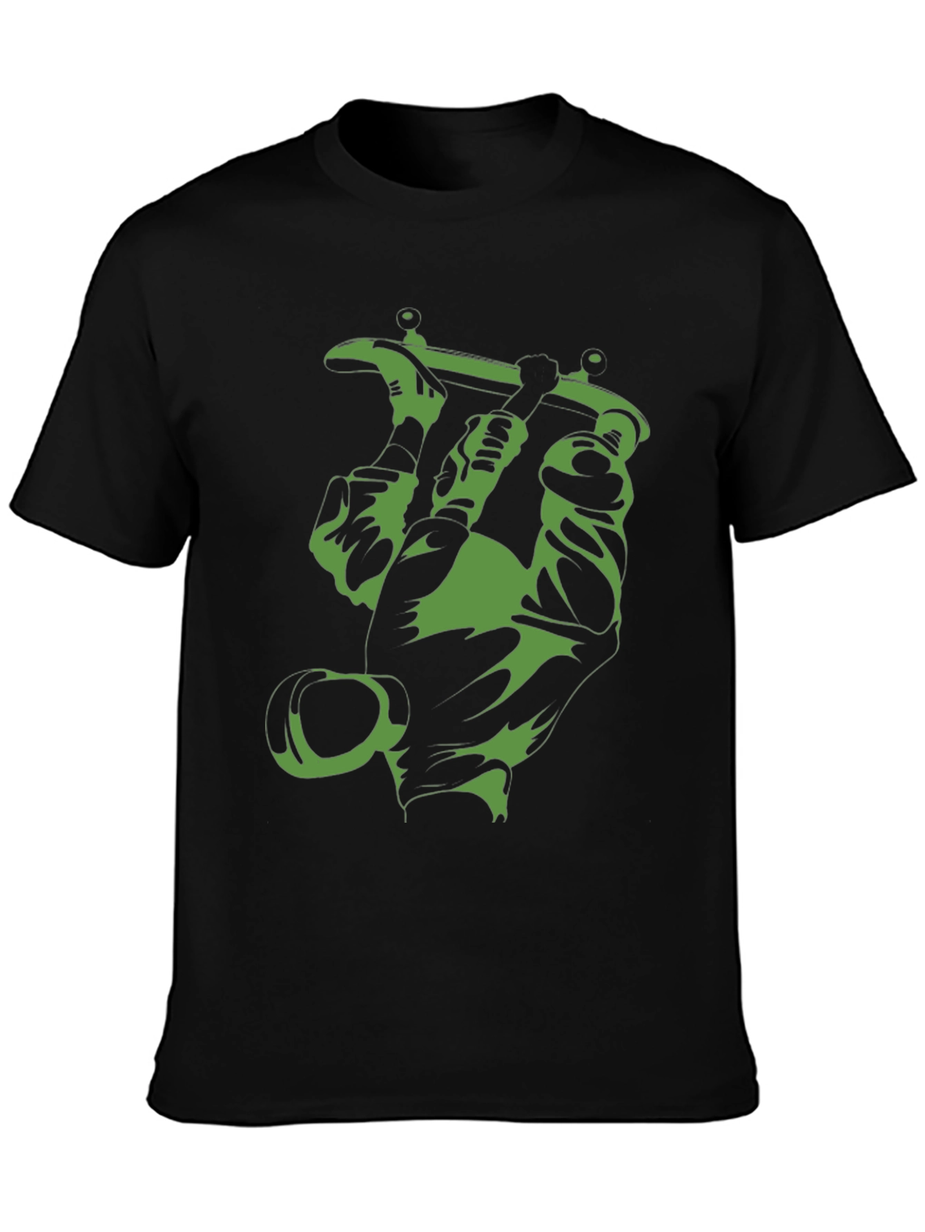 Green Skateboard Graphic Black Tee