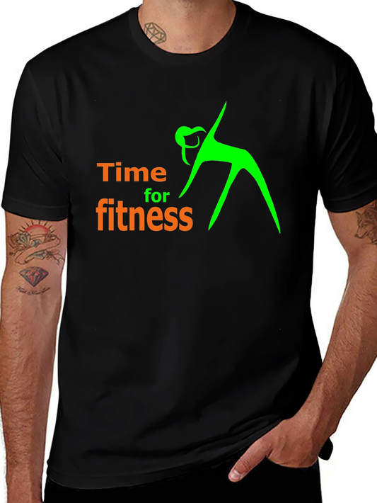 Time For Fitness Black Graphic T-Shirt